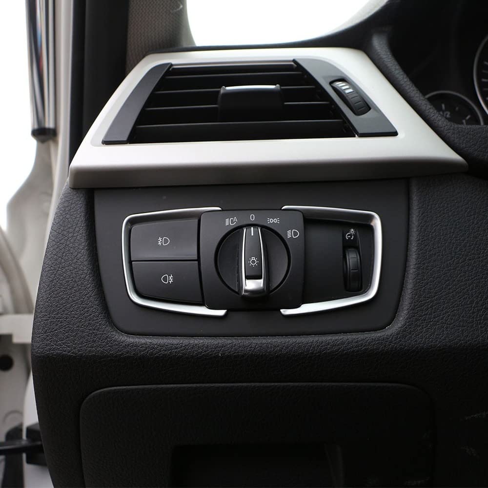 Qiilu Headlight Control Panel Sticker, Car Interior Accessories Headlight Switch Frame Trim Cover for 1 2 3 4 X5 X6 Series F20 F