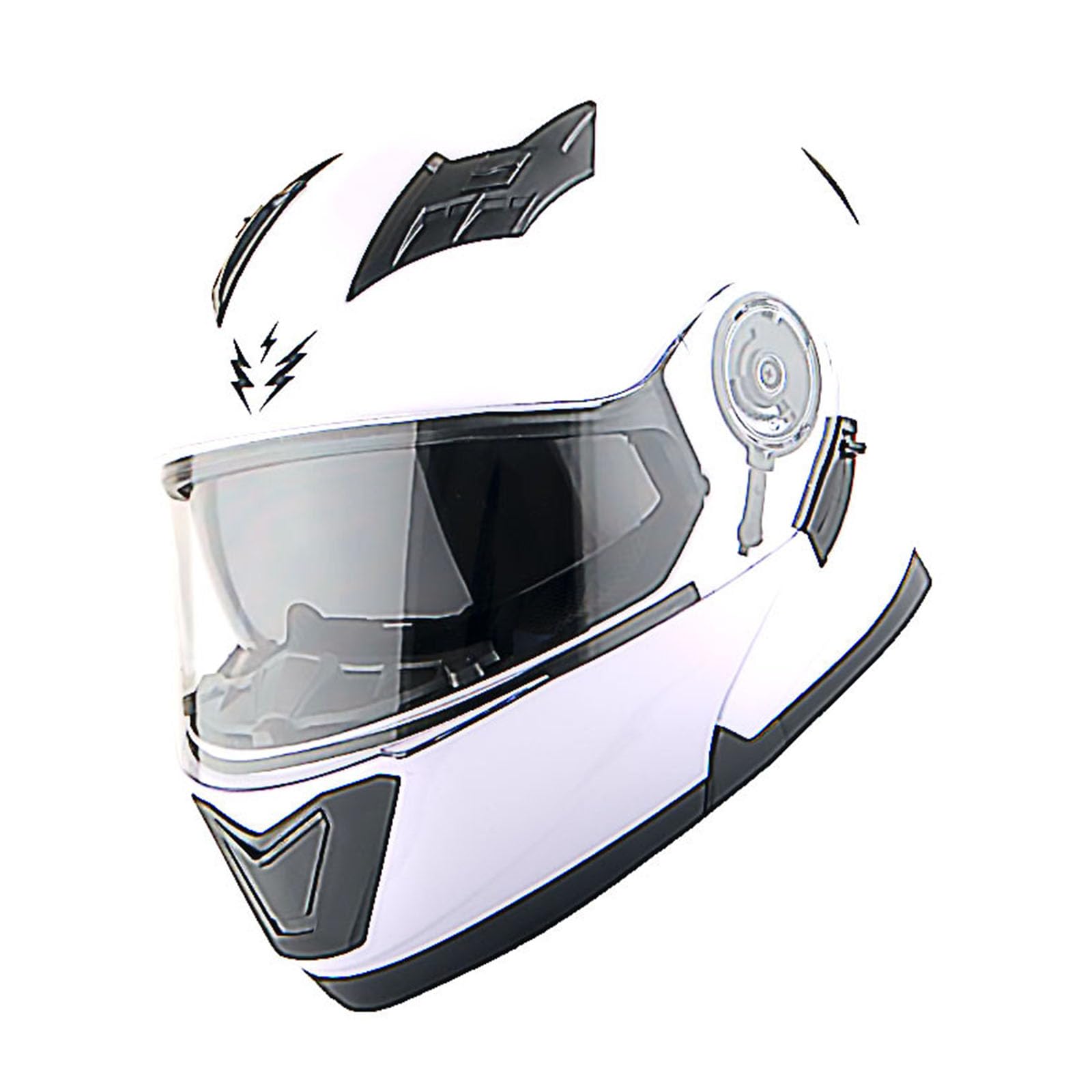 1Storm New Motorcycle Bike Modular Full Face Helmet Dual Visor Sun Shield With Rechargeable Led Tail Light: Glossy White