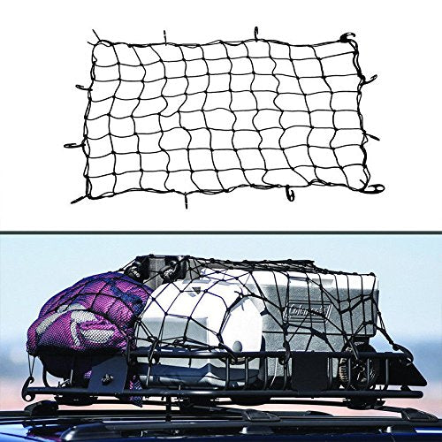 Spedy Black Adjustable Hooks Elastic Storage Car Trailer Roof Rack Boot Luggage Bungee Elastic Cargo Net Model_No.Msspnl52