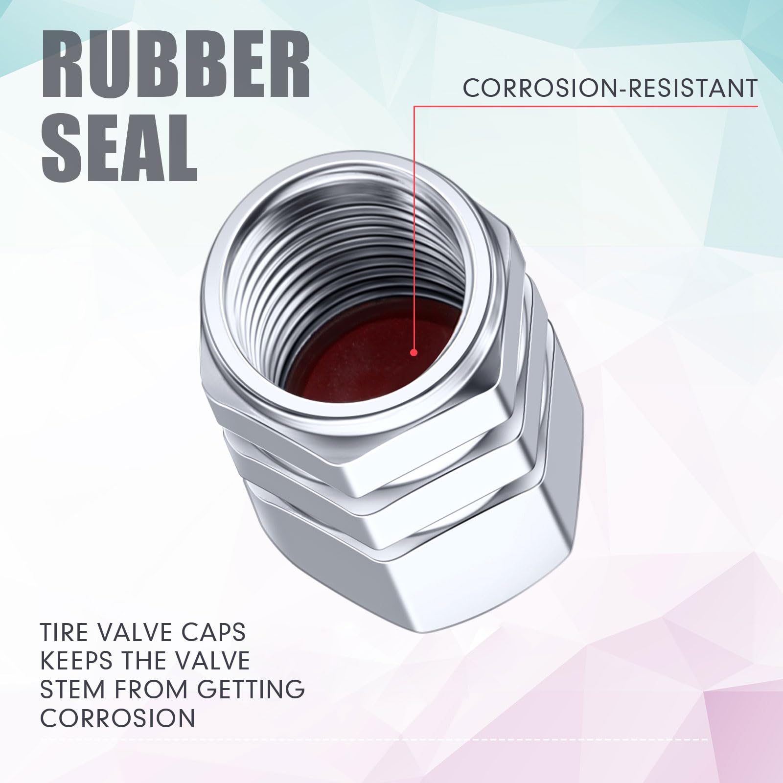 Tallew 50 Pcs Tire Valve Stem Caps Hexagon Tires Universal Heavy-Duty Valve Caps Leak Proof Aluminum Alloy Stem Cover For Car Su