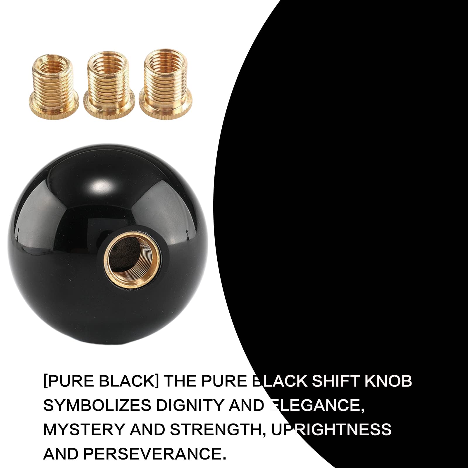 Yiuiy Round Ball Shift Knob Universal Gear Shift Knob 5 6 Speed For Manual Automatic Vehicles With Adapters (Pure Black)