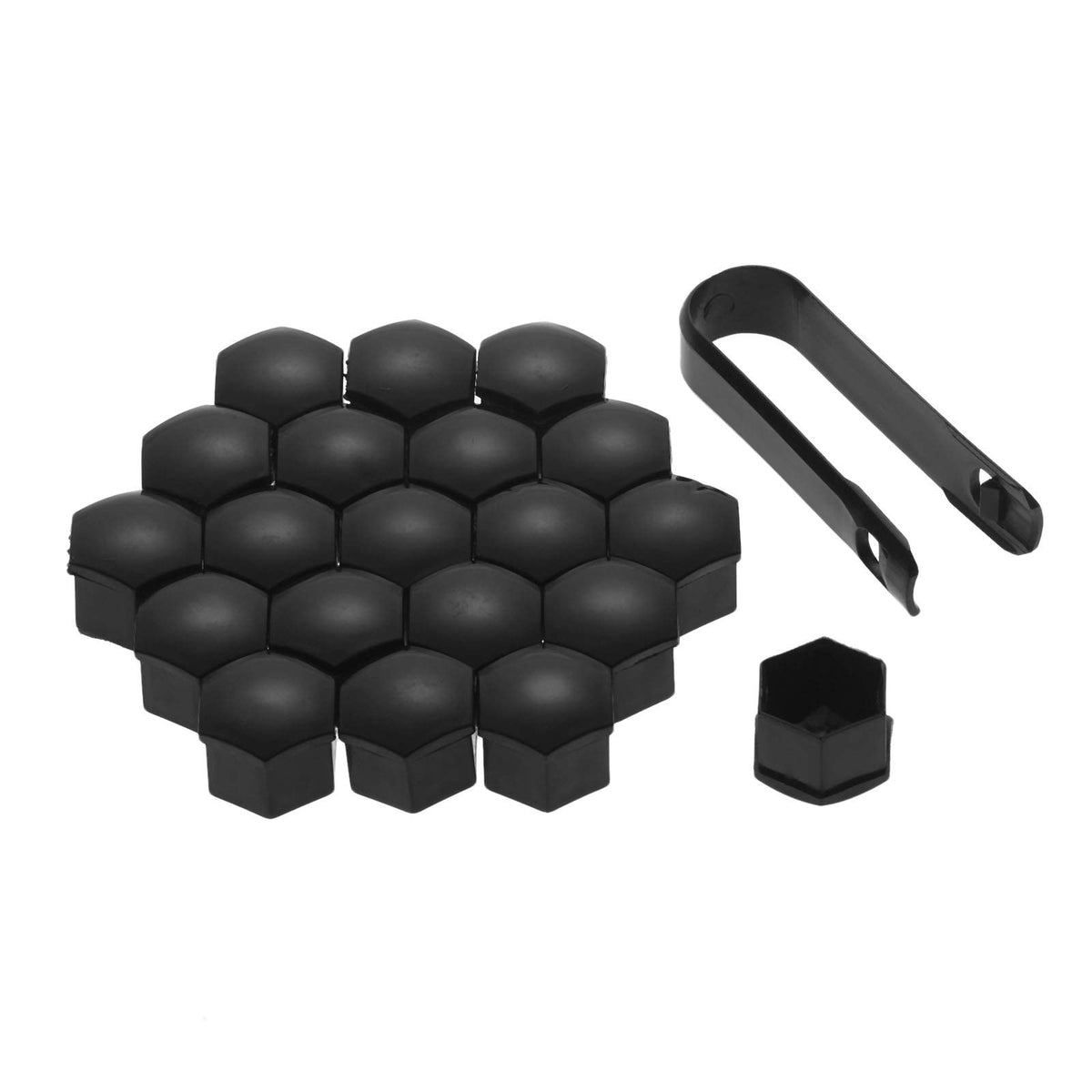 Mtsooning 21 Pcs Car Wheel Nut Caps, 17Mm Universal Nut Lug Covers, Auto Hub Bolt Head Protector With Remover Clip, Black Universal Waterproof Dustproof Tire Screw Caps