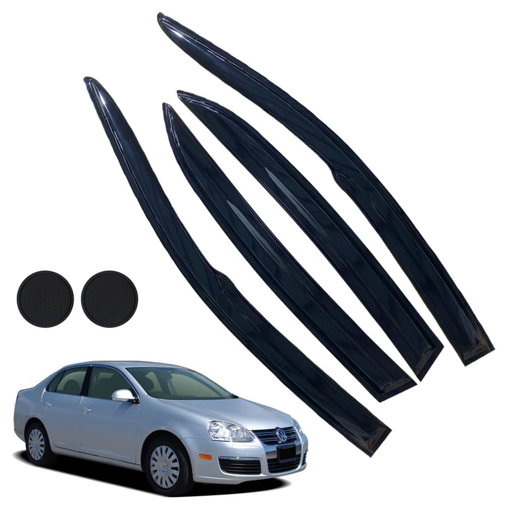 Rain Guards For Volkswagen Vw Jetta 2006-2010, Tape-On Side Window Deflectors For Volkswagen Jetta, Window Visors For Volkswagen
