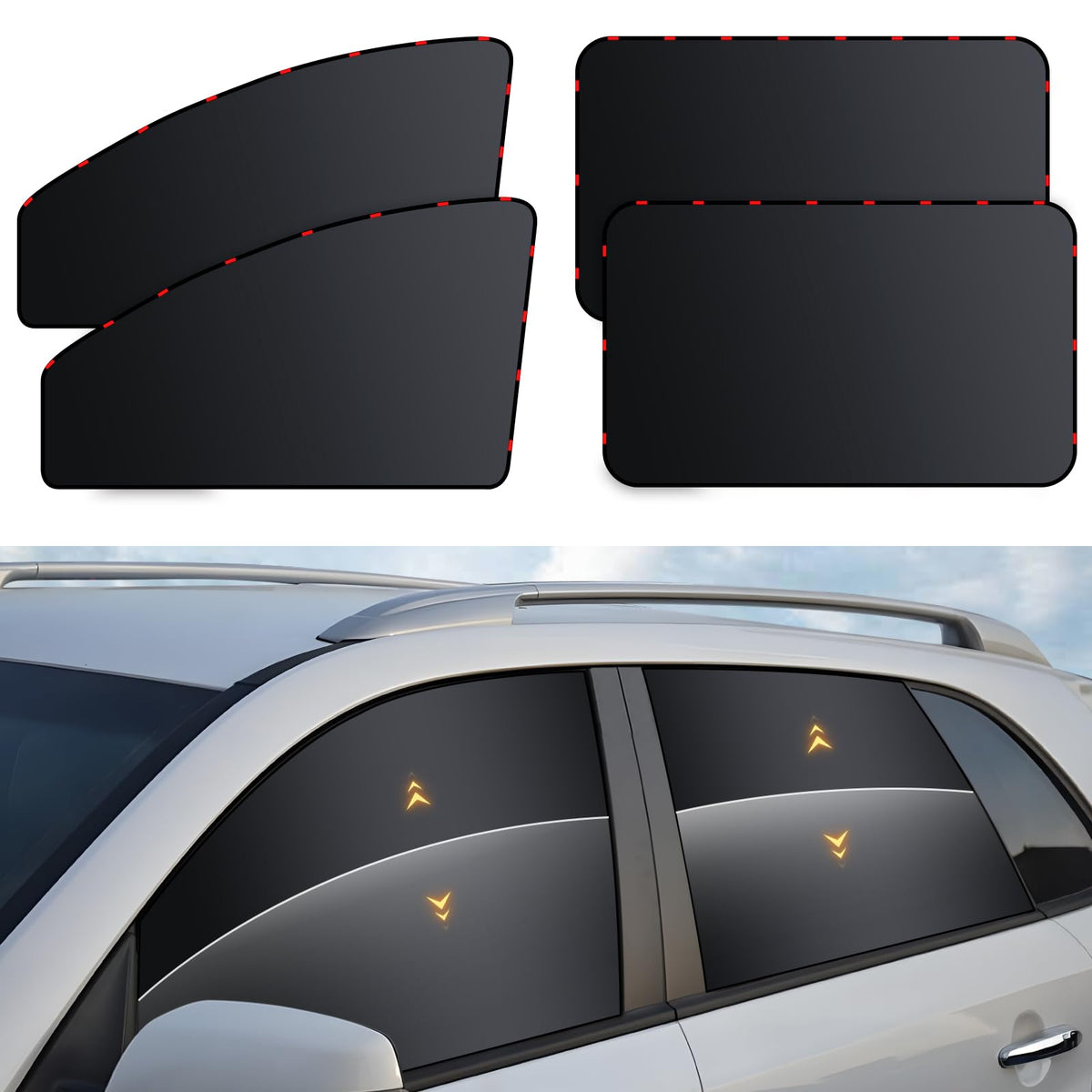 Zatooto Car Window Shades - 4 Pack Car Window Covers Premium Uv Blocking, Side Window Curtains Full Blackout For Privacy, Breast