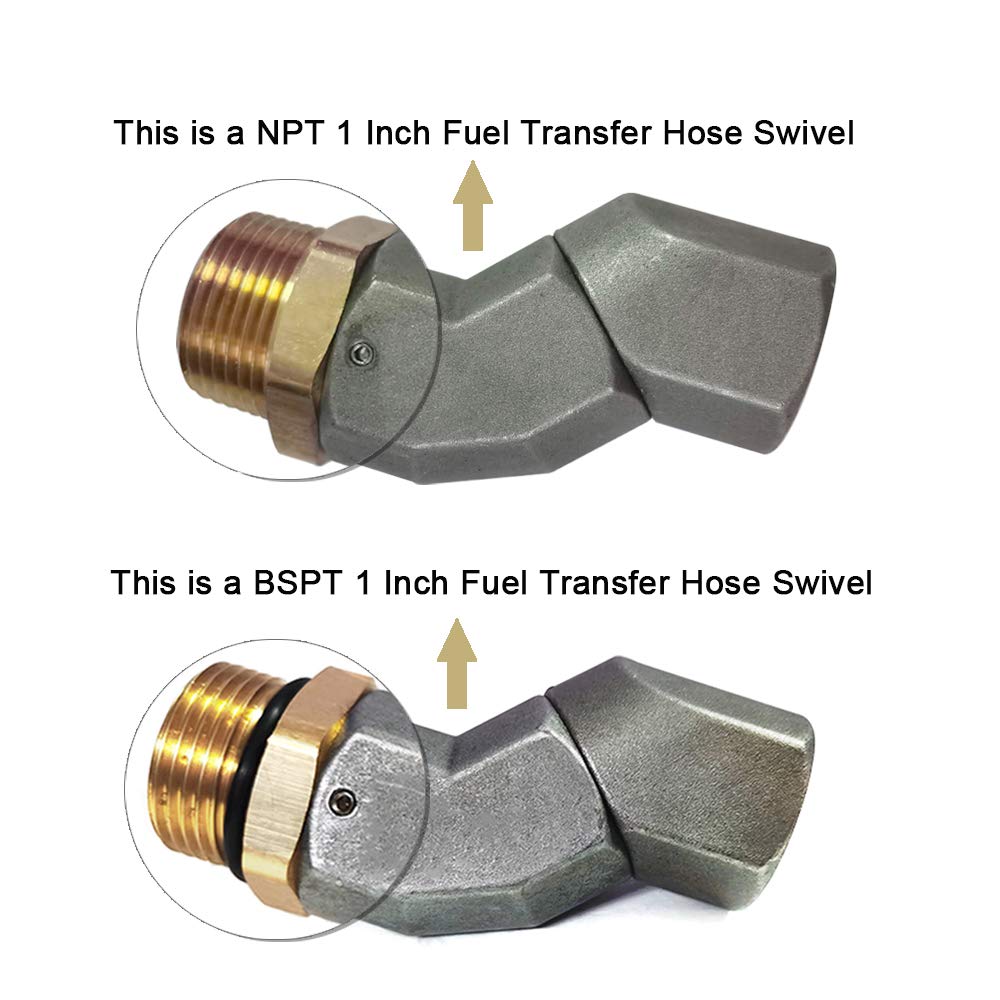 2Pcs 1 Inch Npt Fuel Hose Swivel 360 Rotating Connector For Fuel Nozzle Multi Plane Fuel Plane Swivel