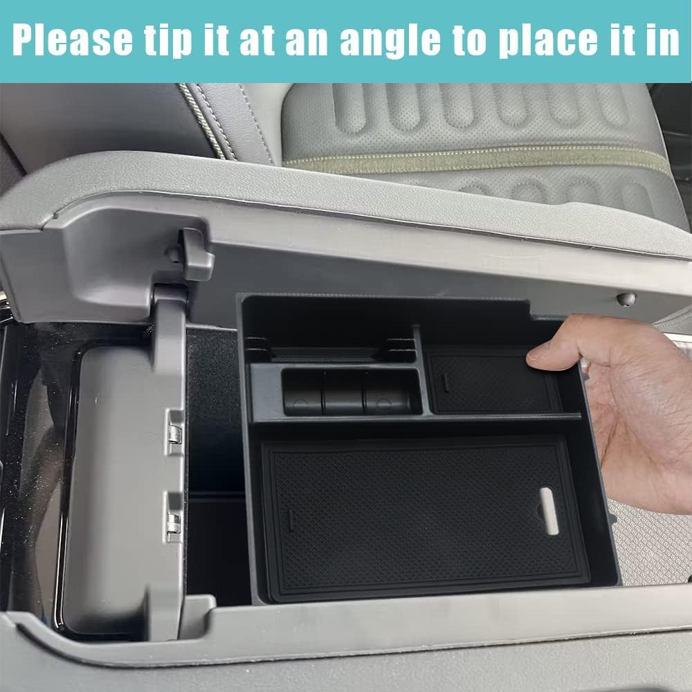 Bestevmod For Rivian R1T & Rivian R1S Accessories Center Console Organizer Tray Armrest Storage Box Abs Material With Pvc Trim C