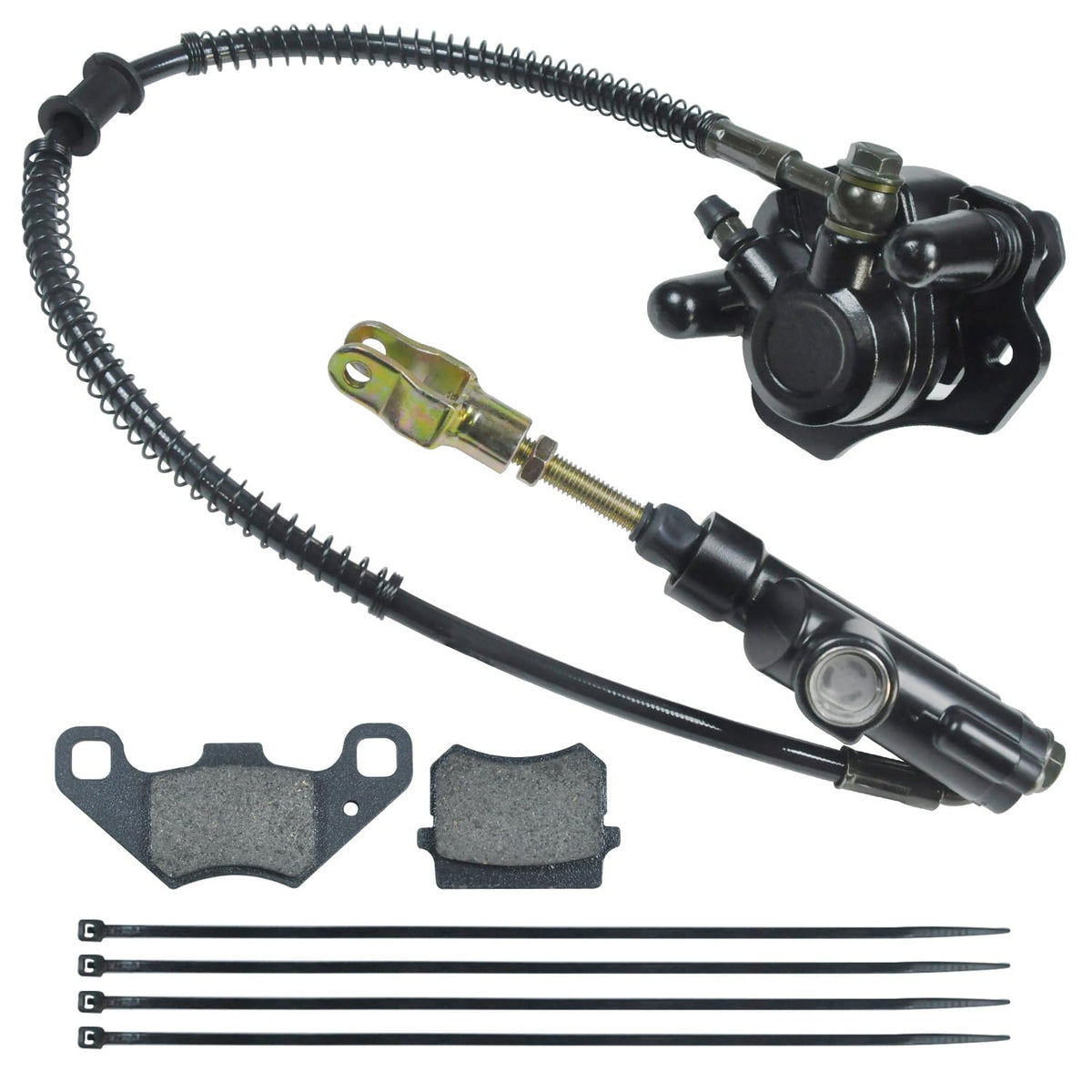 Holato Rear Disc Brake Master Cylinder Caliper Assembly With Brake Pads For 50Cc 70Cc 90Cc 110Cc 125Cc Tao Tao 110 Coolster 3050Hd 3050C Peace Motorsports Apache Four Wheeler Quad Atv Parts Heavy Duty