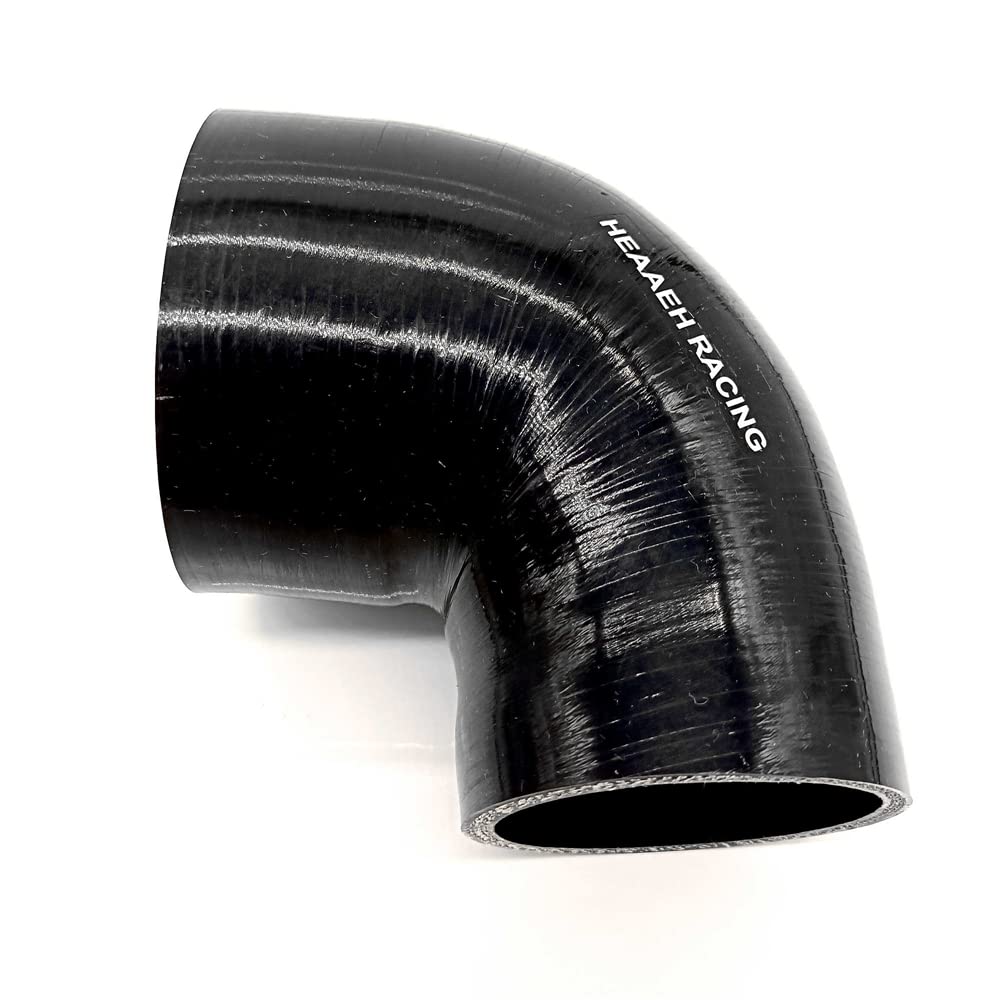 Heaaeh Racing 90 Degree Id 3 Inch To 4 Inch 4Ply Reducer Silicone Hose Black (76-102Mm)