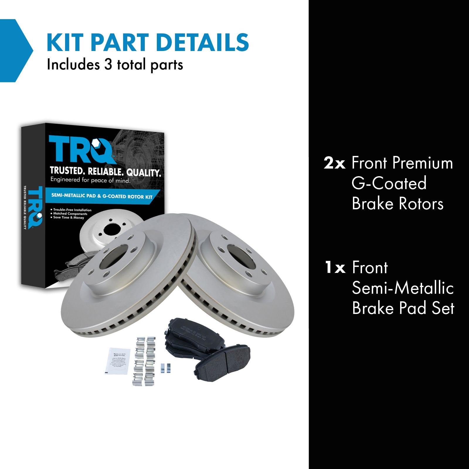 Trq Front Brake Pad & Rotor Kit Brake Pads Brake Rotor Semi-Metallic Premium G-Coated Compatible With 2007-2014 Ford Edge 2007-2