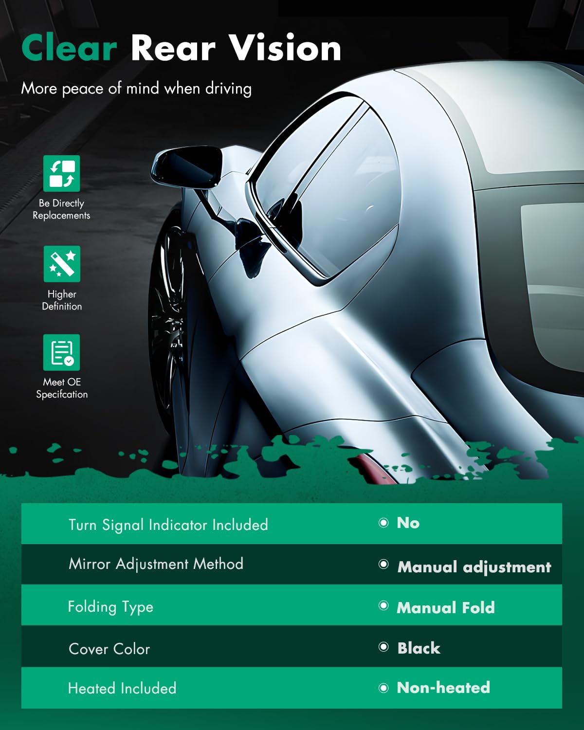 SCITOO Side Mirror Right or Left Side Mirror Fit For 1980-1996 For Ford Bronco II 1991-1994 For Ford Explorer 1980-1984 For Ford