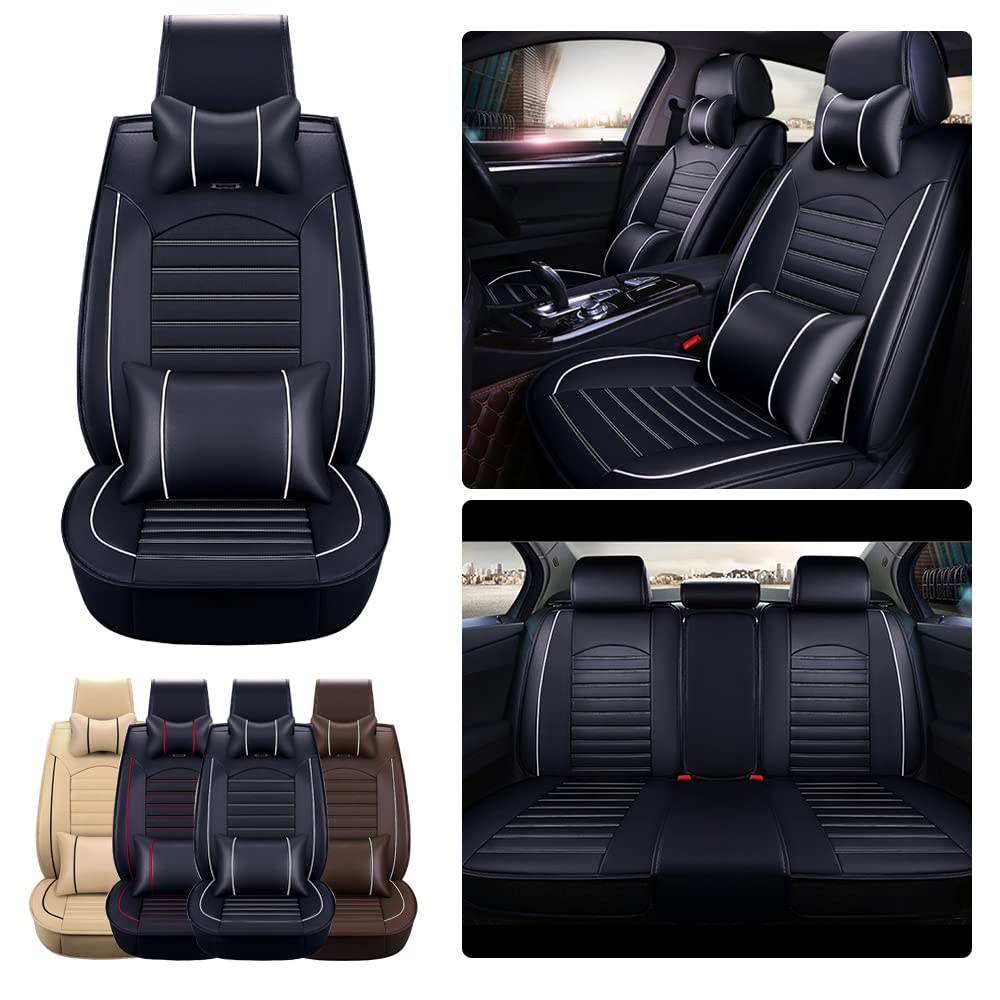 otoez Seat Covers Full Set Faux Leather Car Seat Cover, 5 Seats Universal Waterproof Automotive Seat Protector Front and Back Se