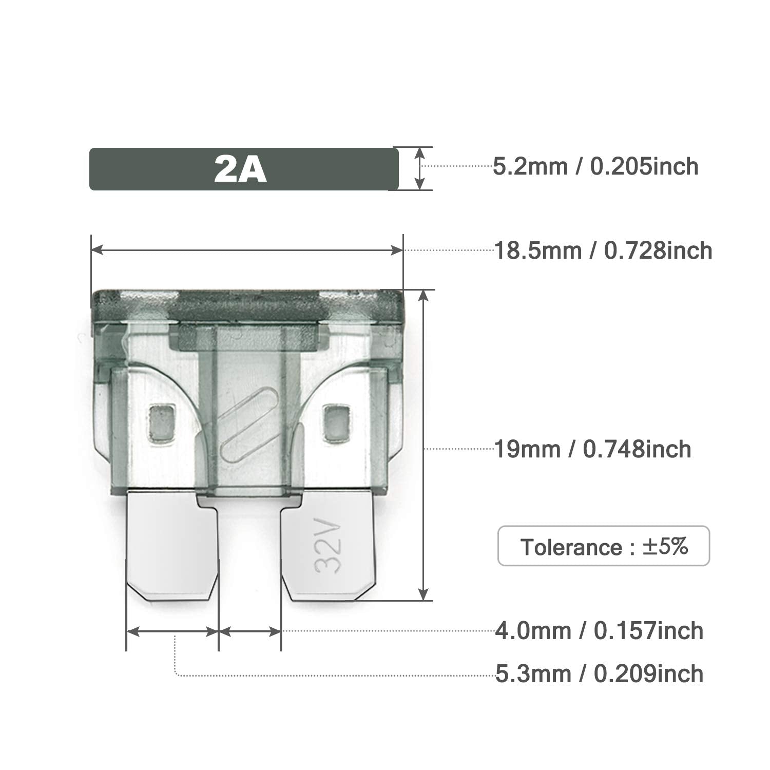 Chanzon Ul Listed 2A Standard Blade Fuse Atc/Ato/Apr 2 Amp 32V 10Pcs Auto Fuses Fast Blow For Automotive Car Rv Truck Suv