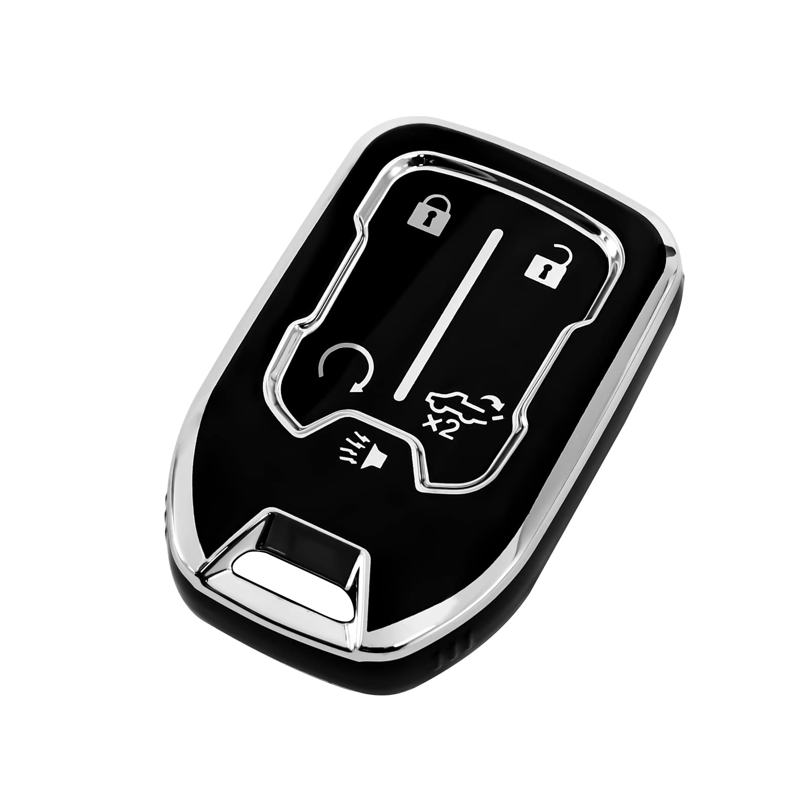 Offcurve Compatible With Gmc Key Fob Cover Key Fob Case For Chevy Suburban Tahoe Terrain Acadia Yukon Silverado Gmc Sierra 1500 2500Hd 3500Hd Car Accessories Smart Key Protector, Black