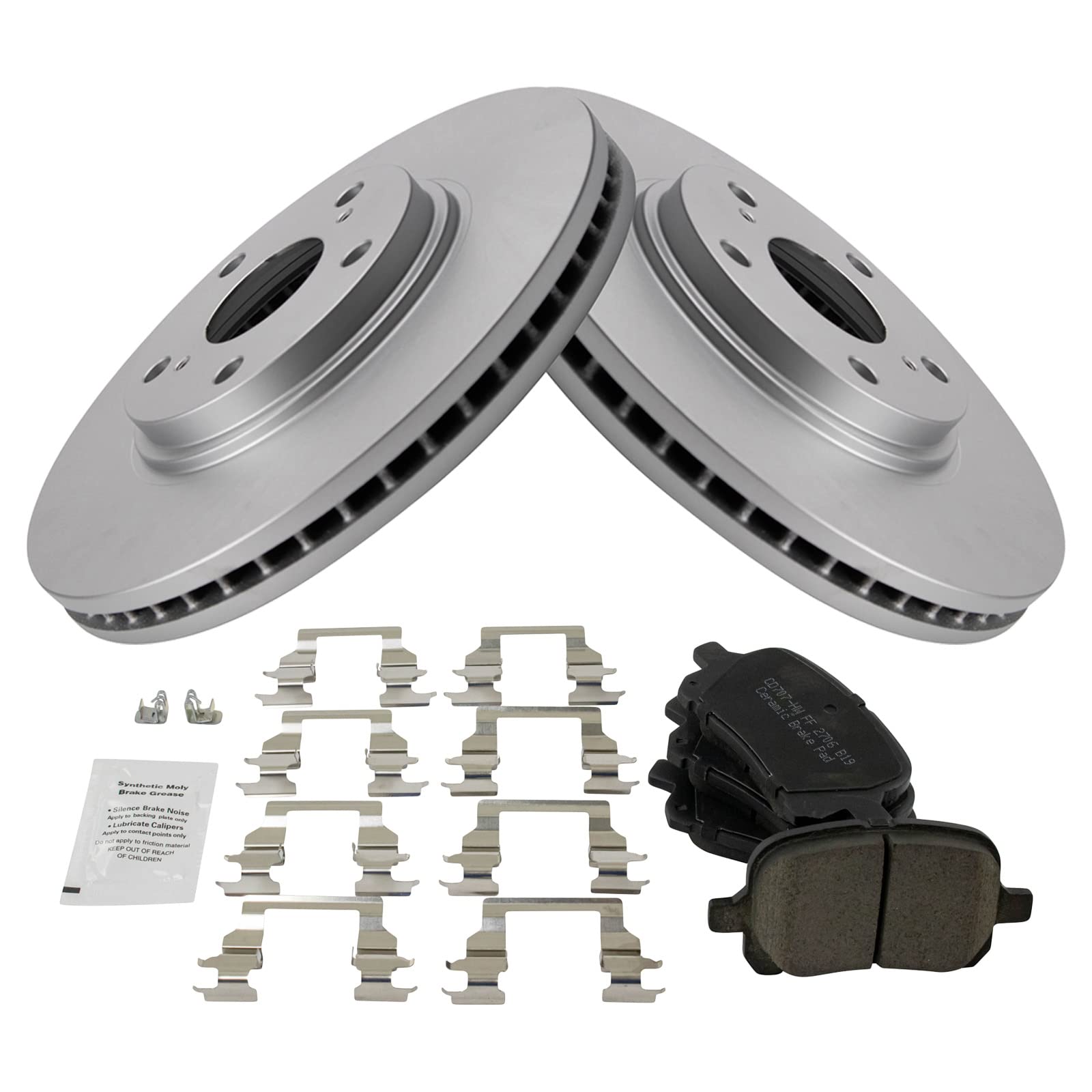 Trq Front Brake Pad & Rotor Kit Brake Pads Brake Rotor Ceramic Premium G-Coated Compatible With 1999-2001 Lexus Rx300