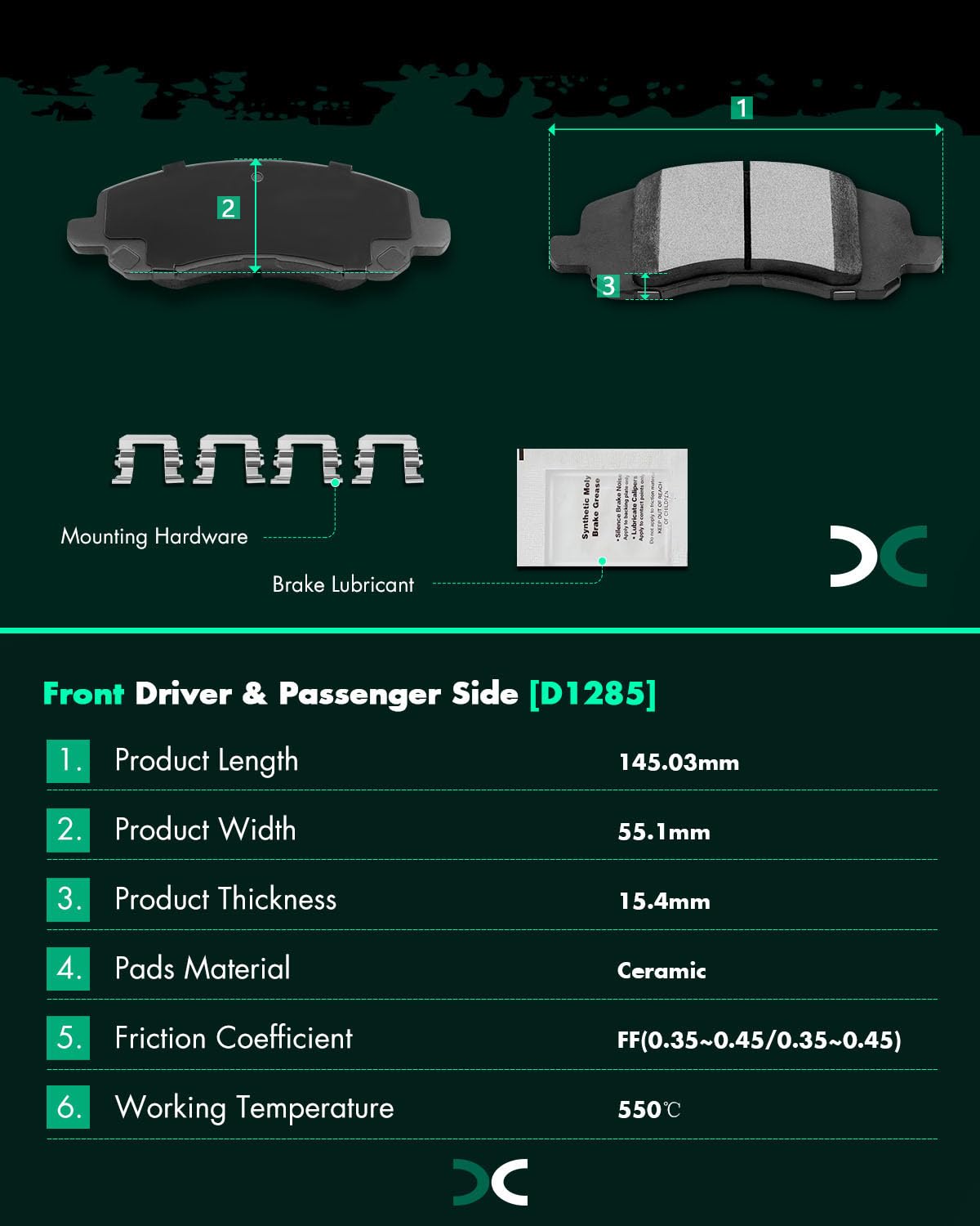 Ceramic Brake Pads Kits,Scitoo 8Pcs Brakes Pads Set Fit For Chrysler 200,Sebring,08-14 For Dodge Avenger,07-12 For Dodge Caliber