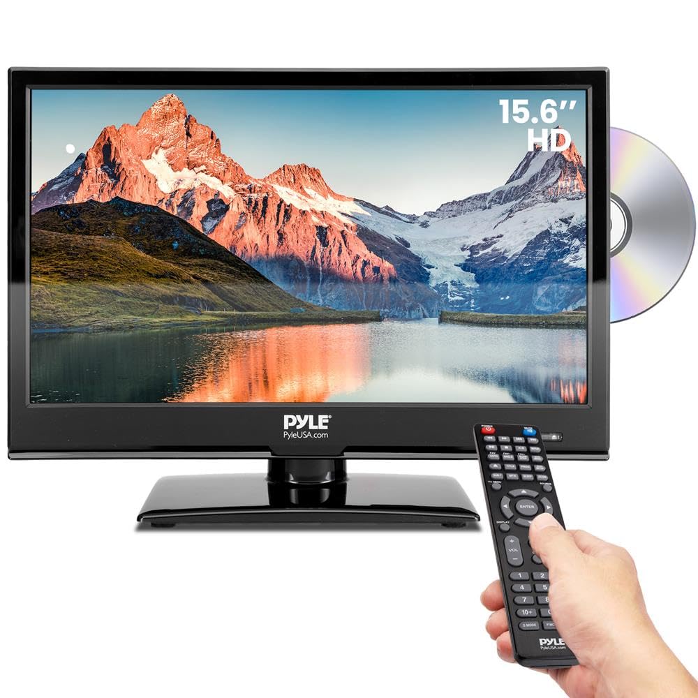 PYLE 15.6 1080p LED RV Television - Flat Screen Monitor FHD TV w/HDMI, RCA, Multimedia Disk Combo, 12V/24V Car Adapter, Full R