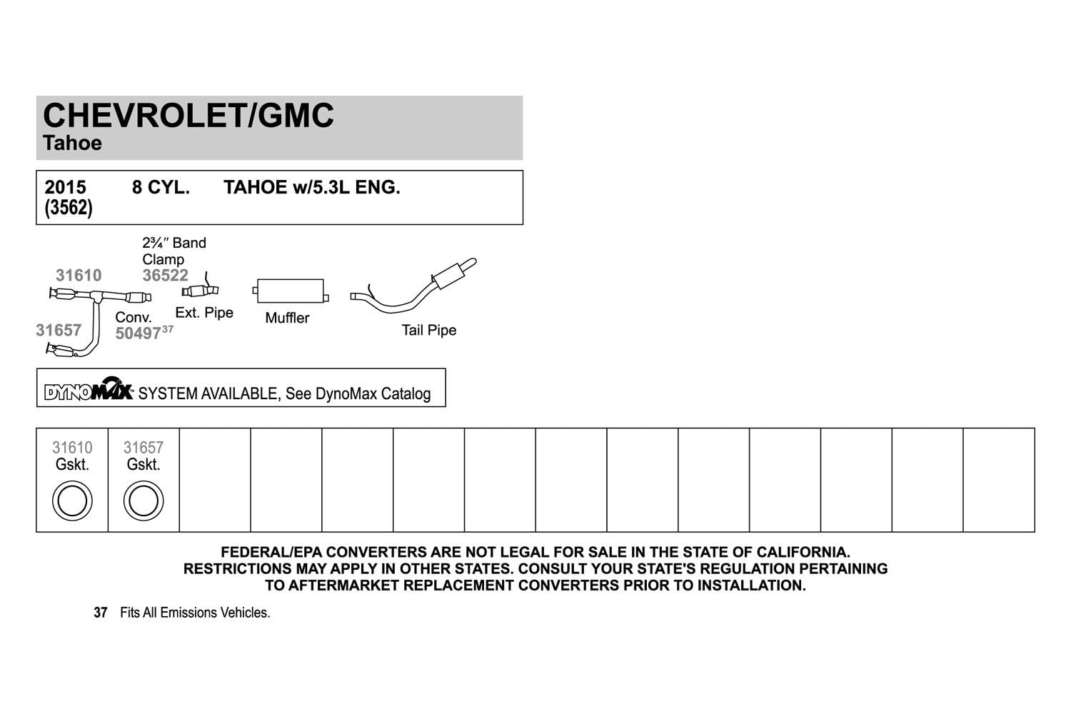 Walker 36522 Exhaust Clamp For Chevrolet Silverado 1500