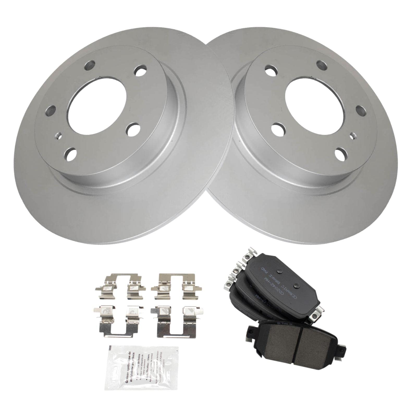 Trq Rear Posi Ceramic Disc Brake Pad & Coated Rotor Kit Compatible With Mazda 3 Cx-3
