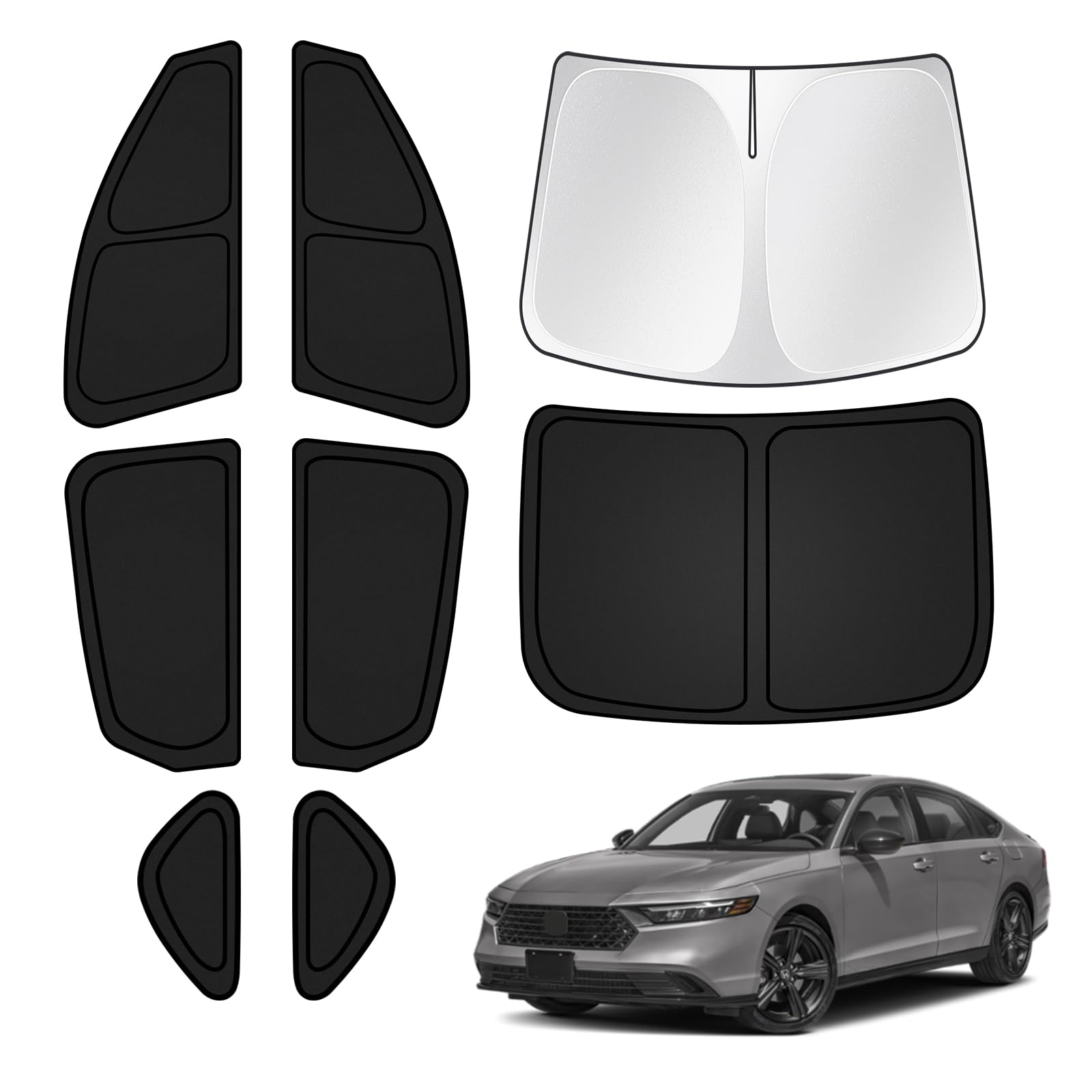 T Tgbros Windows Sunshade For 2023-2025 Honda Accord Windshield Rear Side Window Full Set Custom Fit Privacy Car Sun Shades Bloc