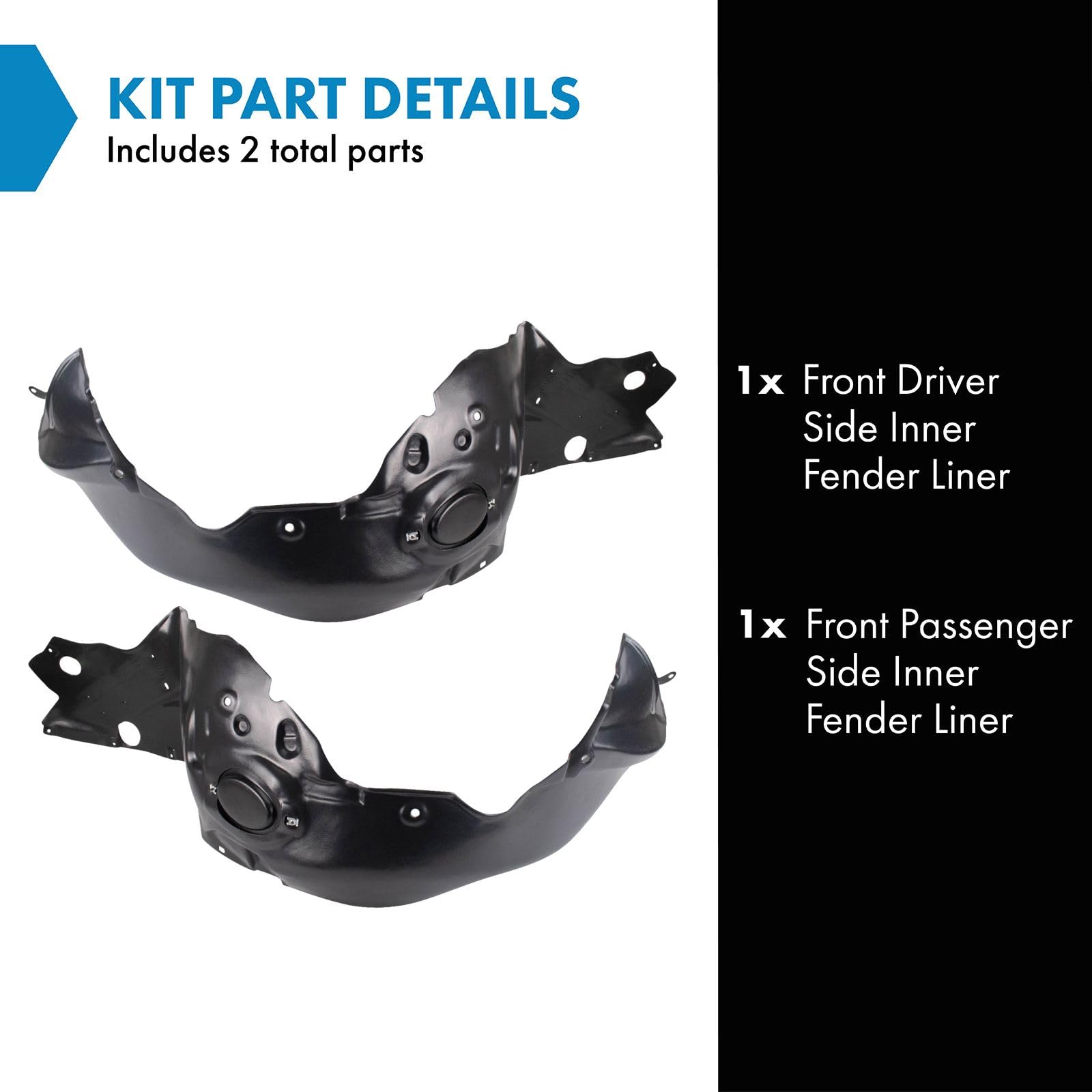 Trq Front Inner Fender Liner Set Compatible With 2006-2009 Ford Fusion 2006 Lincoln Zephyr Mercury Milan Fo1250136 Fo1251136