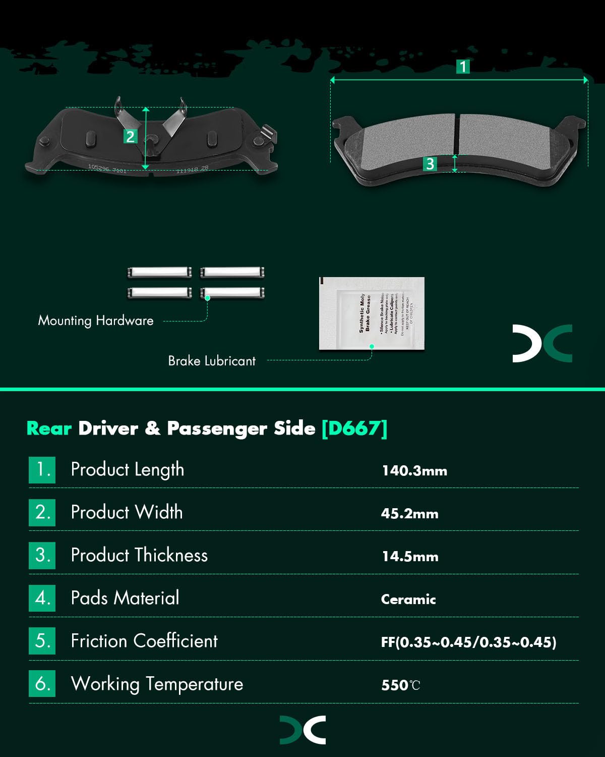 Scitoo D652 D667 Front Semi-Metal Rear Ceramic Brake Pads Sets Fit For Ford For Explorer 1995-2001,For Mercury Mountaineer 1997-