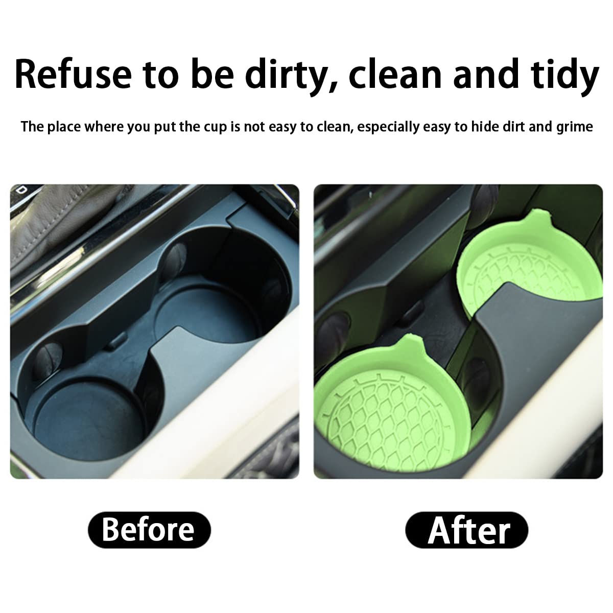 Zipelo 2 Pack Cup Holder Coaster, 3.1 '' Silicone Insulation Drink Mat, Waterproof Non-Slip Sift-Proof Spill Holder, Universal V