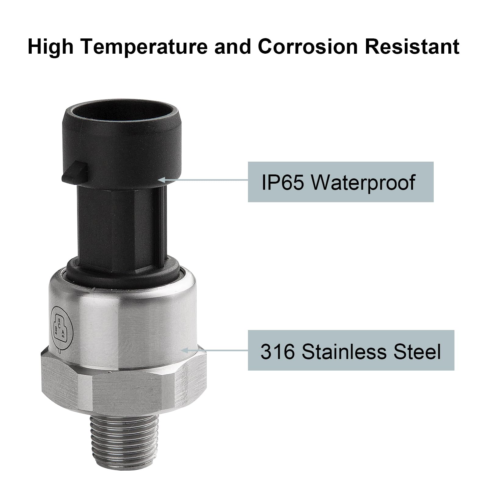 Ronybuy 100 Psi Oil Fuel Pressure Sensor Transducer Sender 1/8'' -27 Npt Thread With Harness Kit For Fuel Oil Air Water, 316 Sta