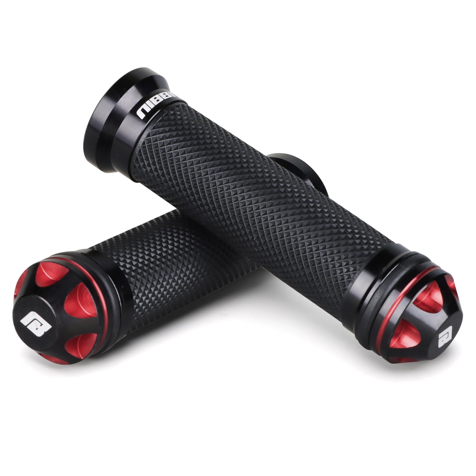 NIBBI Motorcycle Hand Grips, Racing CNC Aluminum & Soft Rubber Handlebar,7/8 Handle Grips for ATV GY6 Scooter (Red)