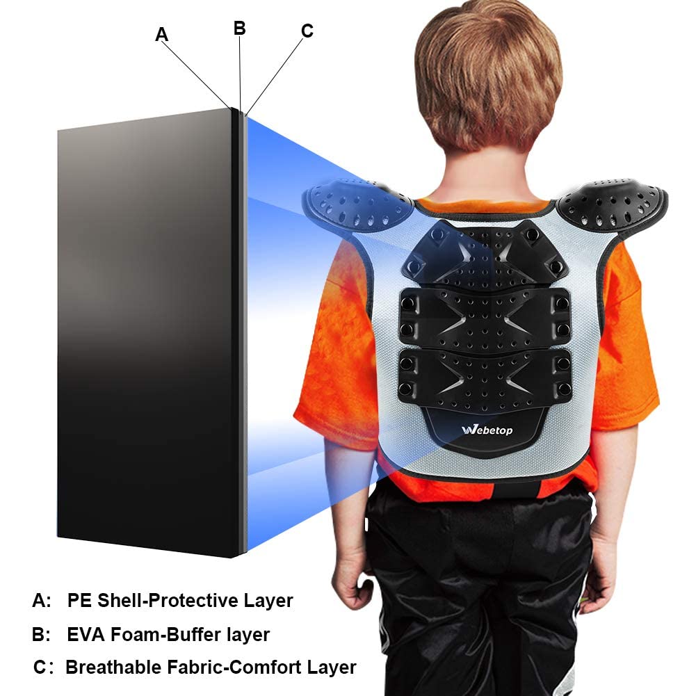Webetop Youth Atv Chest Protector Motocross Armor Vest For Kids Dirt Bike Mountain Cycling M