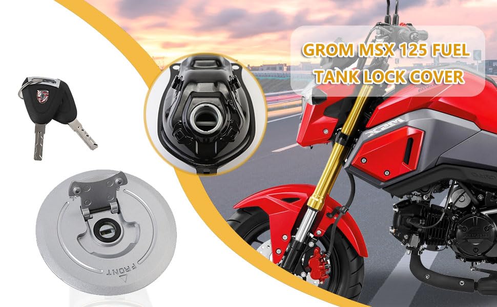 Minho Motorcycle Gas Cap with Lock Made of Aluminum Alloy Material Compatible with Honda Grom Msx125 SF,0pening Method: Filp-ope