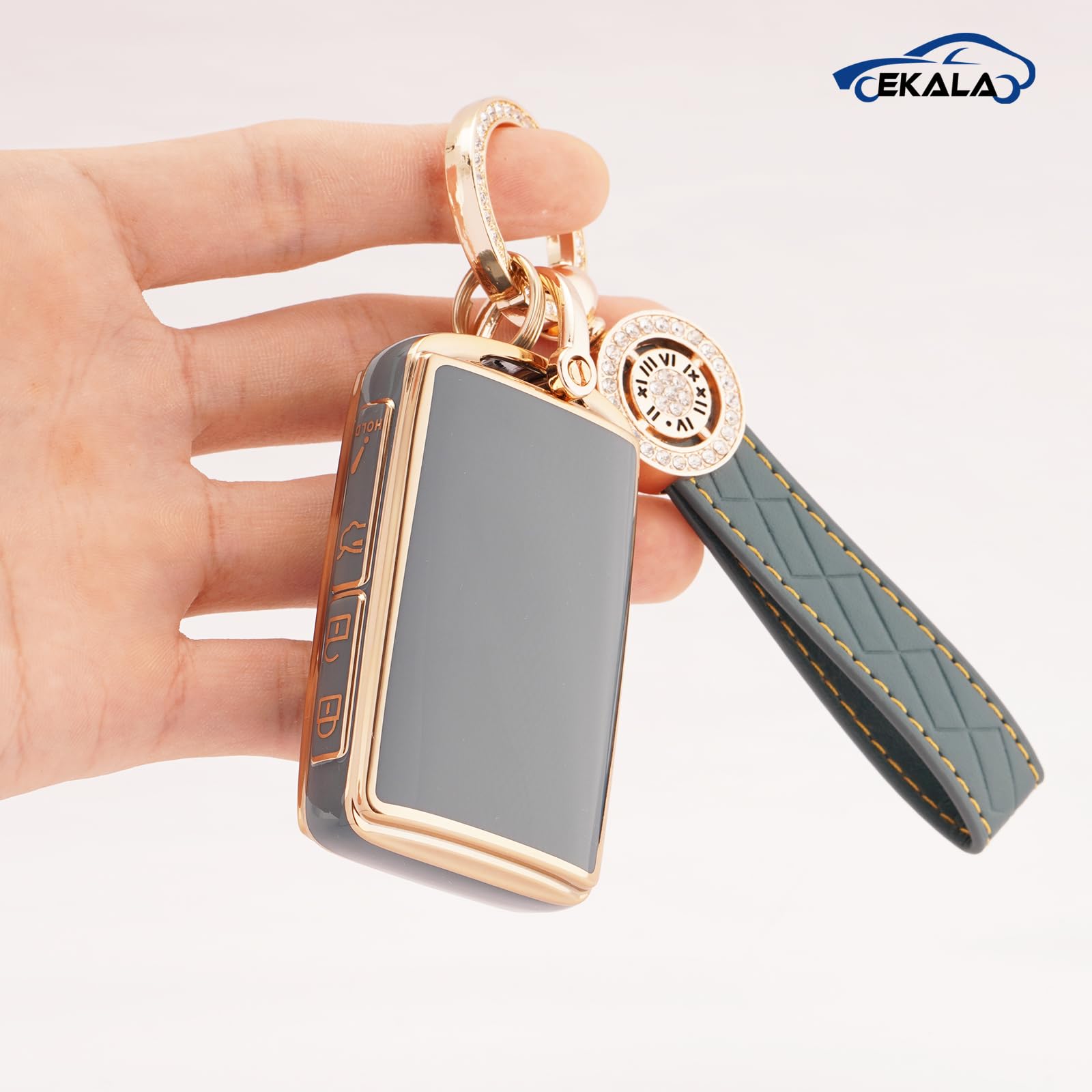 EKALA for Mazda Key Fob Cover with Leather Keychain, Soft TPU Key Shell Compatible with 2024-2019 Mazda 4 Buttons Mazda 3 Mazda