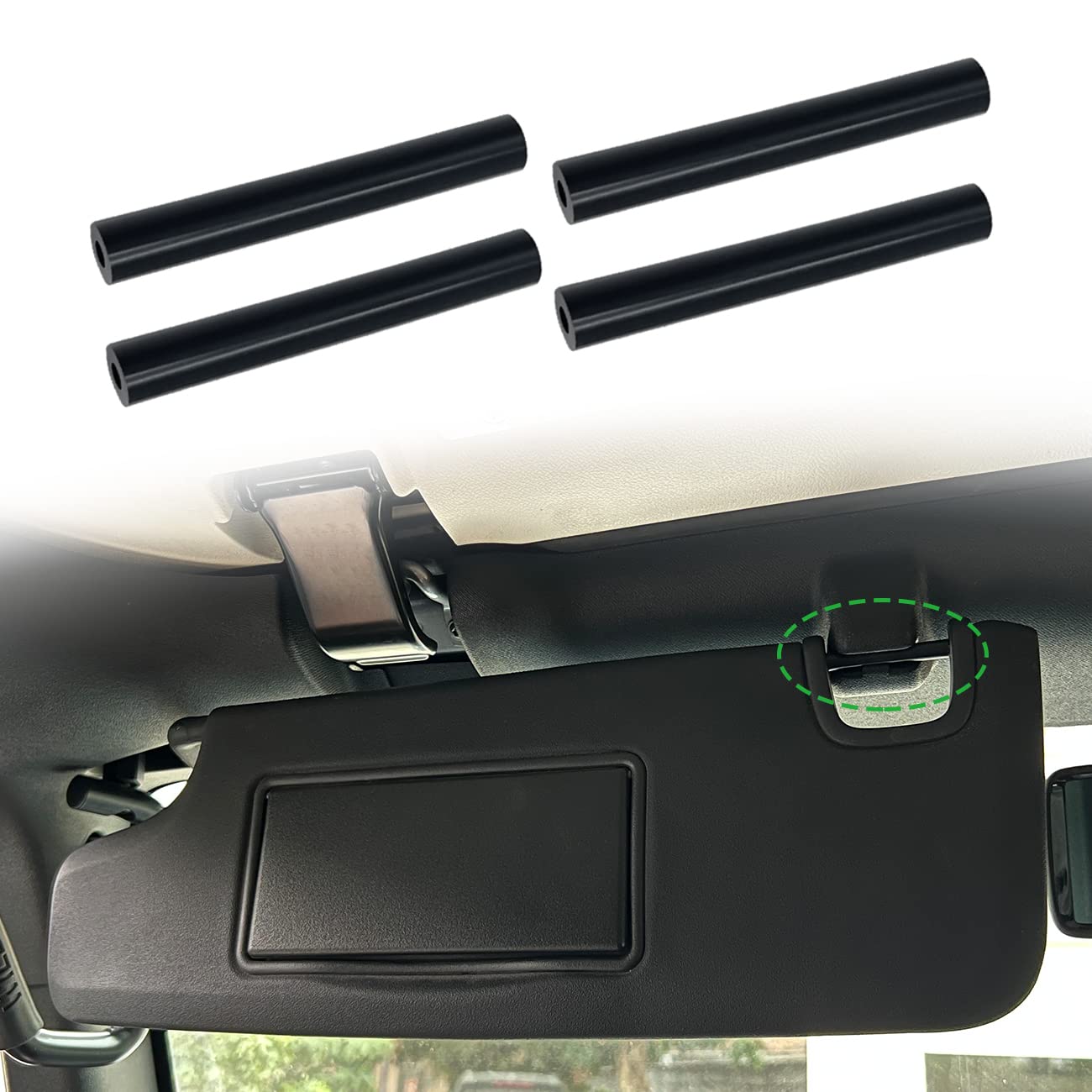 Sun Visor Repair Kit For Jeep Wrangler Jk Jku 2007-2017 Repair Tubes For Left & Right Side Sunvisor,4Pcs(Black)