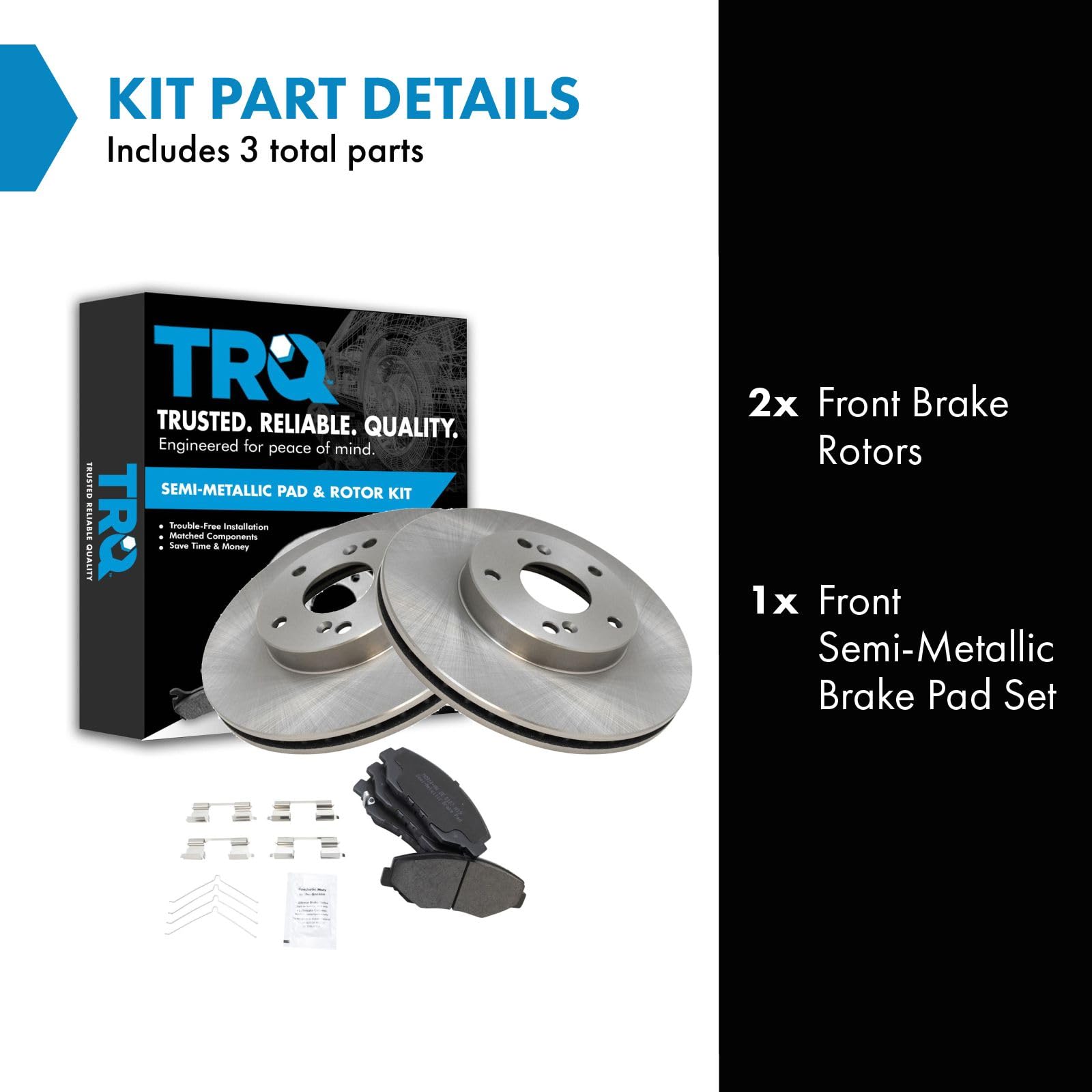 Trq Front Brake Pad & Rotor Kit Brake Pads Brake Rotor Semi-Metallic Compatible With 2014-2015 Acura Ilx 2003-2012 Honda Accord