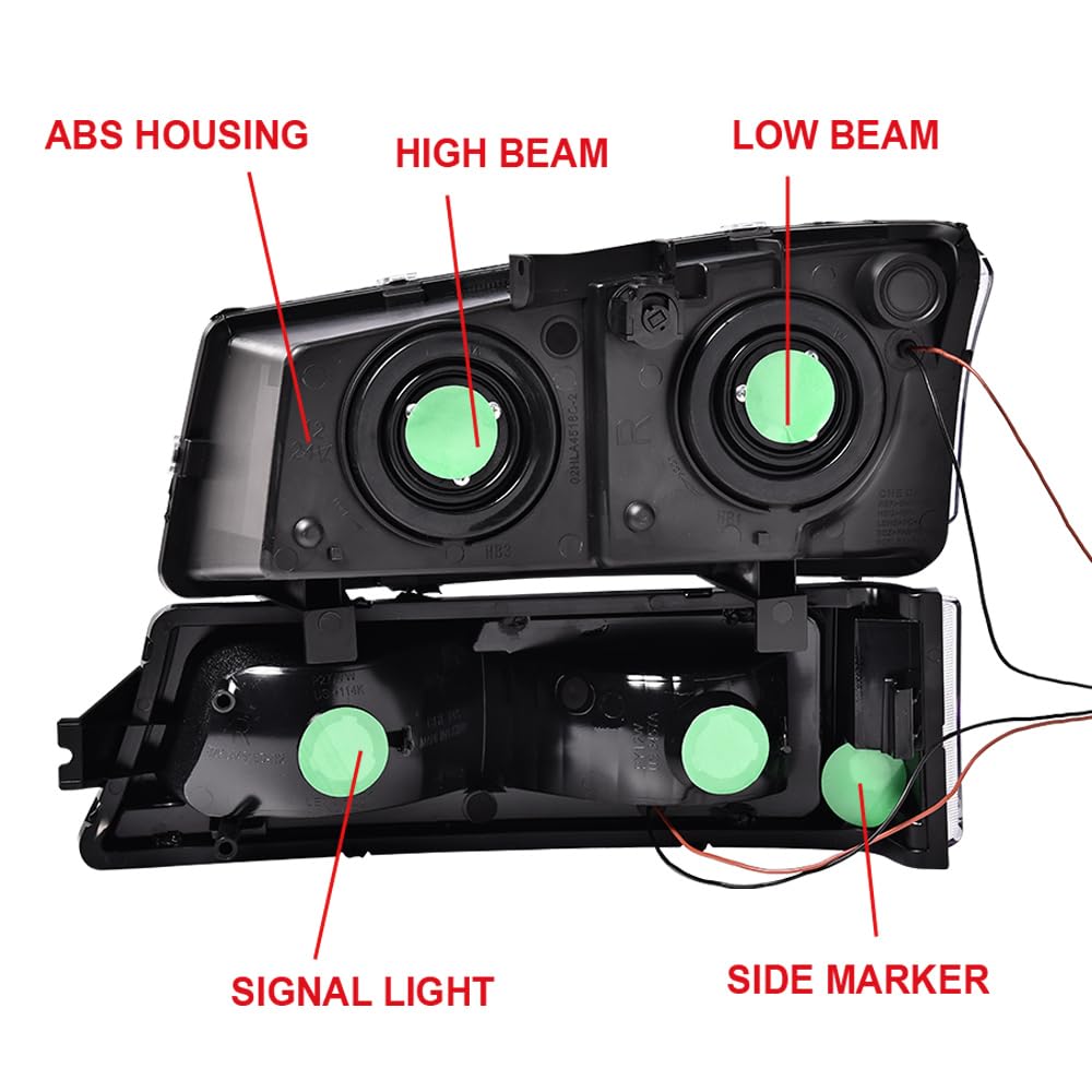 Pit66 Led Headlight Assembly Compatible With 2003-2006 Chevy Silverado 1500 2500 3500 Hd Model/Fit 03-06 Avalanche 1500 2500 (Fi