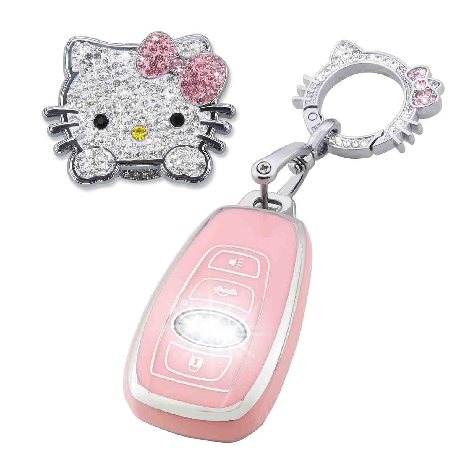 Pangpai Pink Car Accessories 3 Pcs for subaru Ascent BRZ Crosstrek Forester Impreza Legacy Outback WRX STI Key Fob Cover with Bl