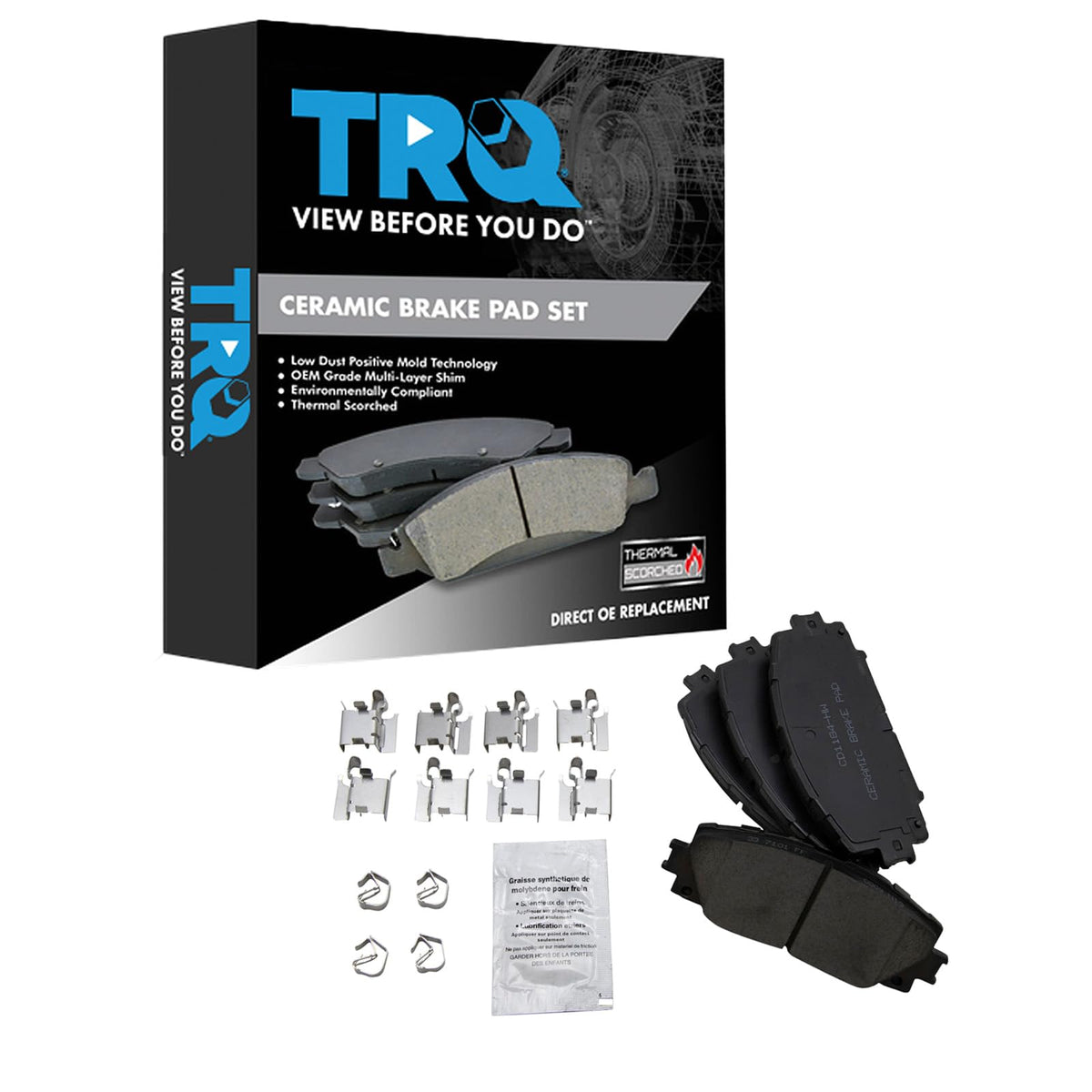 TRQ Front Posi Ceramic Brake Pad Kit Set for 2011-2017 Lexus CT200h / 2013 Scion iQ / 2010-2017 Toyota Prius / 2012-2018 Toyota 