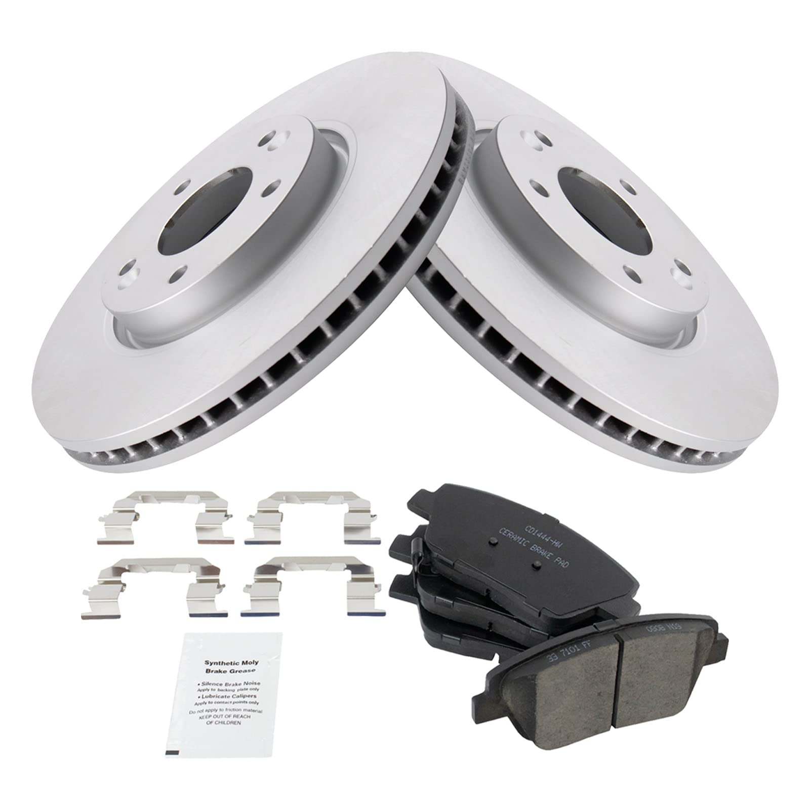 Trq Front Brake Pad & Rotor Kit Brake Pads Brake Rotor Ceramic Premium G-Coated Compatible With 2011-2015 Hyundai Sonata 2011-20