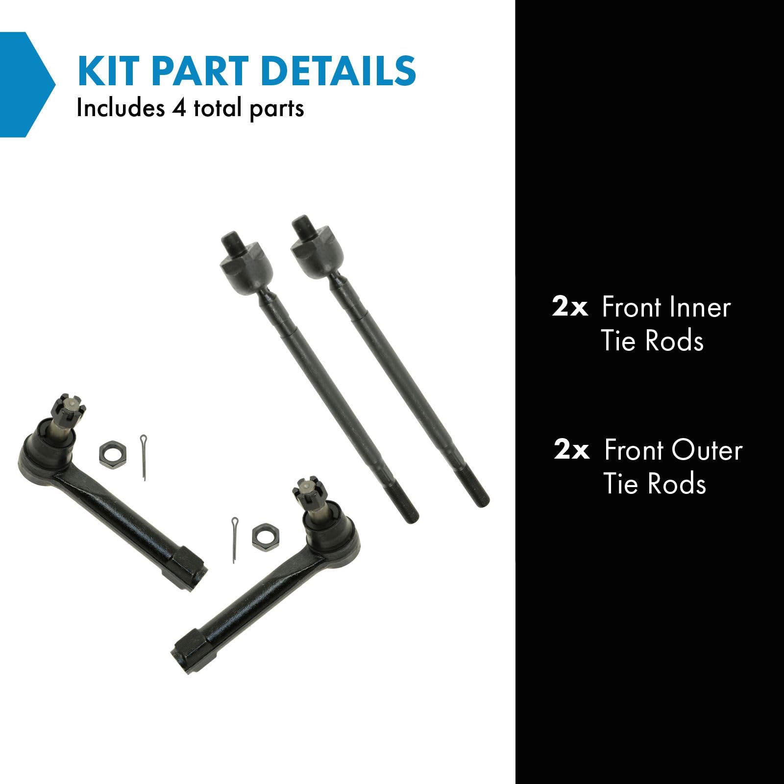 Trq Front Tie Rod Set Compatible With 2004-2009 Nissan Quest