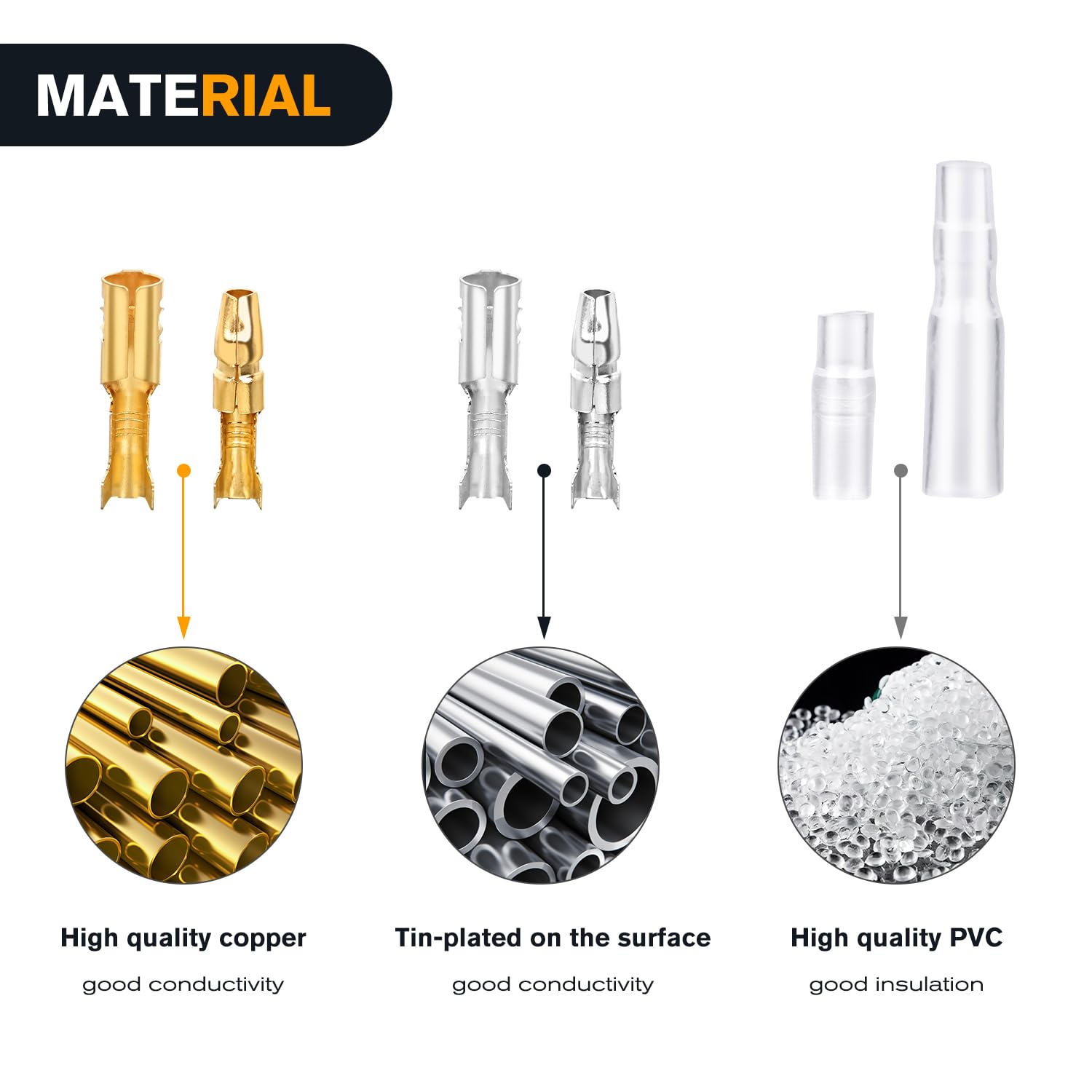 Nilight 400Pcs 3.9Mm Bullet Connectors Male And Female Brass Wire Terminals Connector With Insulation Cover For 22-16Awg Electri