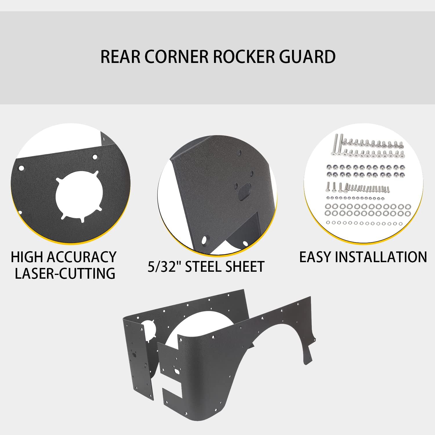 KUAFU Rear Corner Rocker Guards Compatible with 1997-2006 Jeep Wrangler TJ, Rear Body Armor Quarter Panels Tail Light Trim Cover