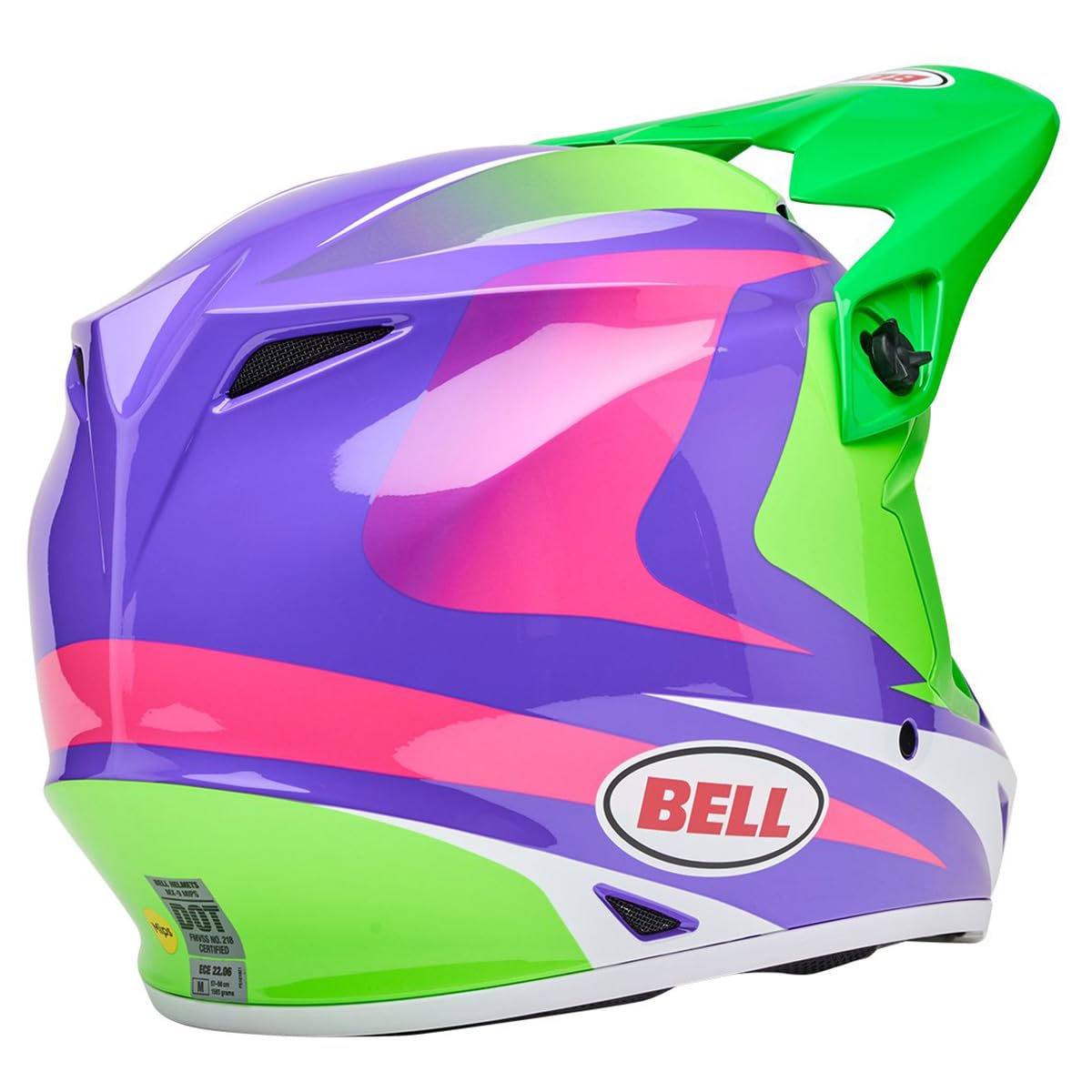Bell Mx-9 Mips Dirt Helmet (Gloss Jackal Hi-Viz Green/Purple - Large)
