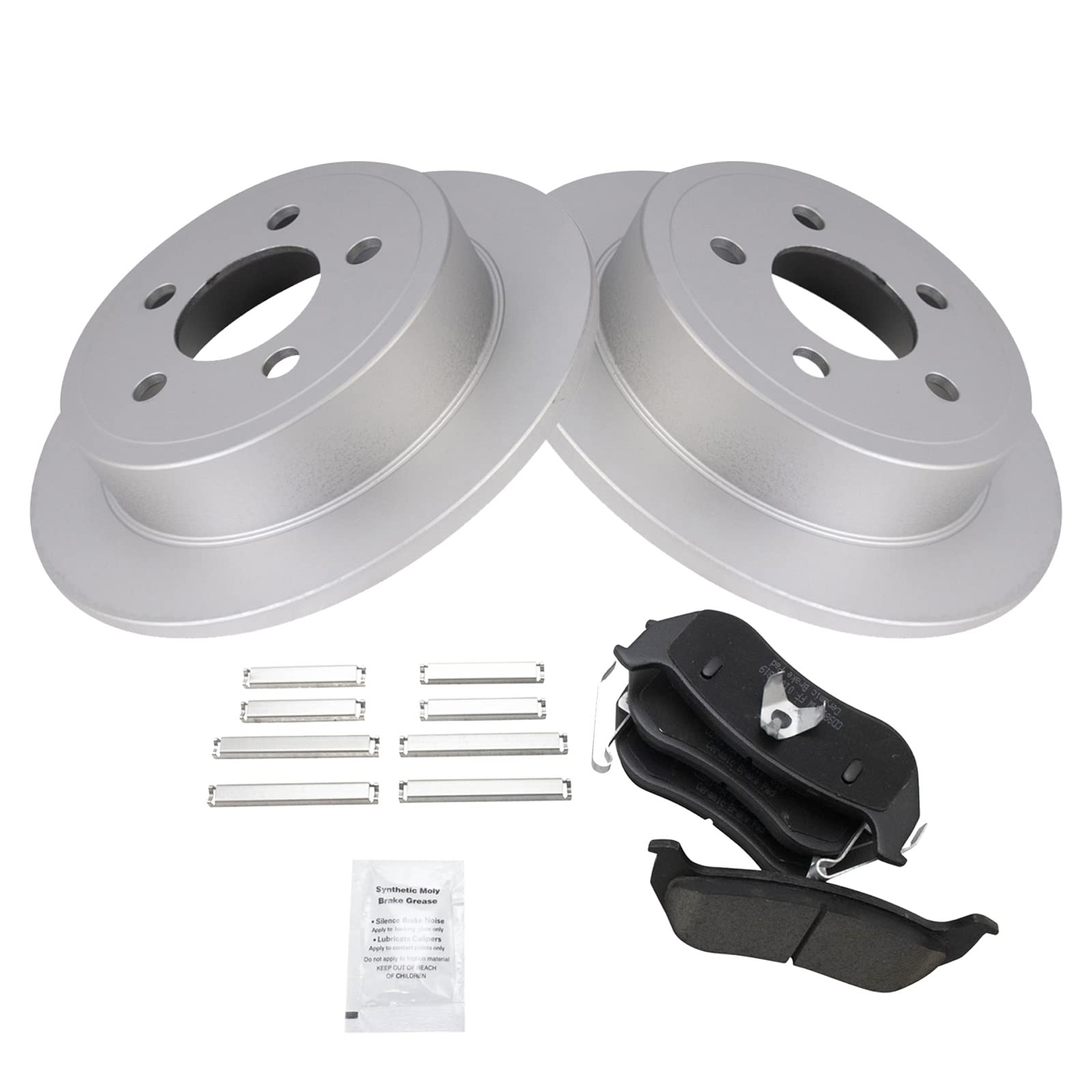 Trq Rear Brake Pad & Rotor Kit Premium G-Coated Ceramic Compatible With 2003-2007 Jeep Liberty