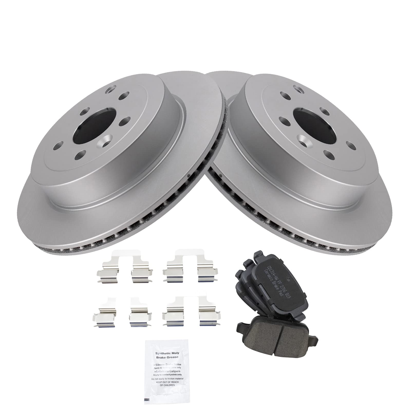 Trq Rear Brake Pad & Rotor Kit Brake Pads Brake Rotor Ceramic Premium G-Coated Compatible With 2008-2012 Land Rover Lr2