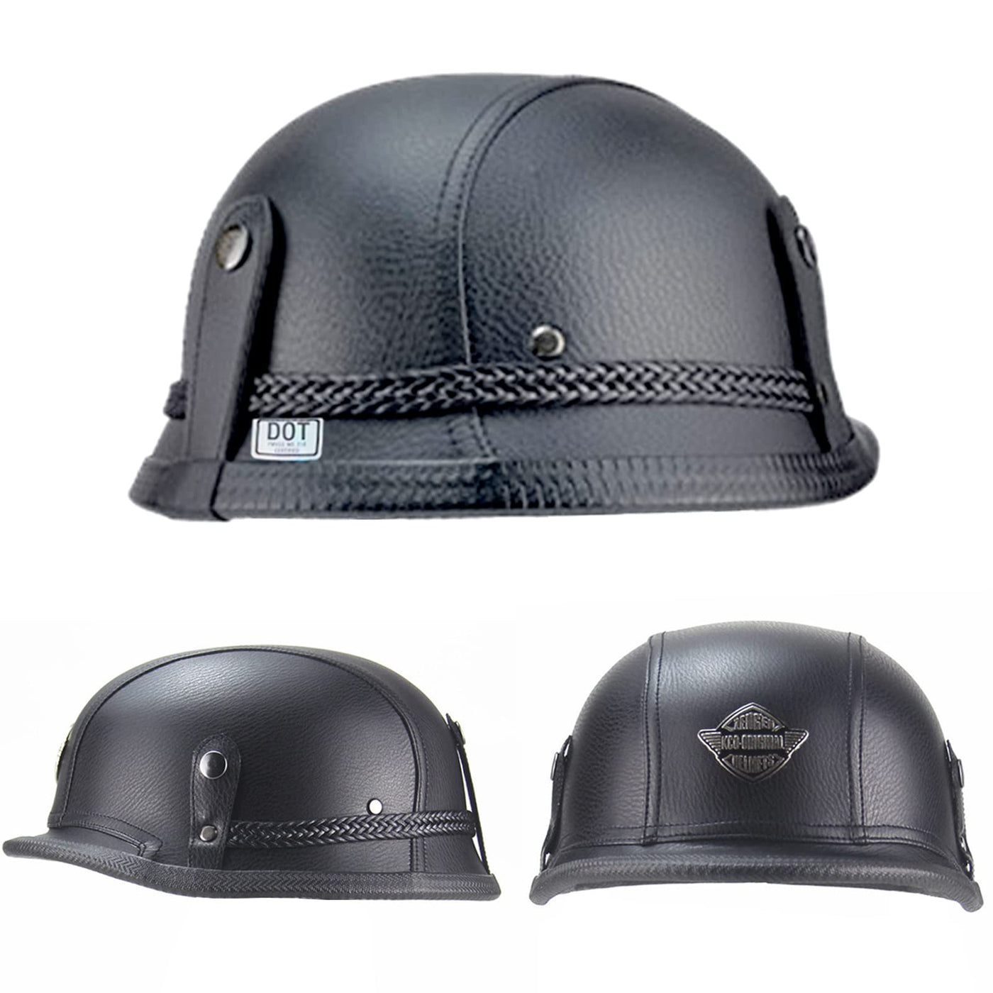 german skull cap motorcycle helmet German Style Motorcycle Helmet, Retro Leather Motorcycle Half Helmet S – Carkart
