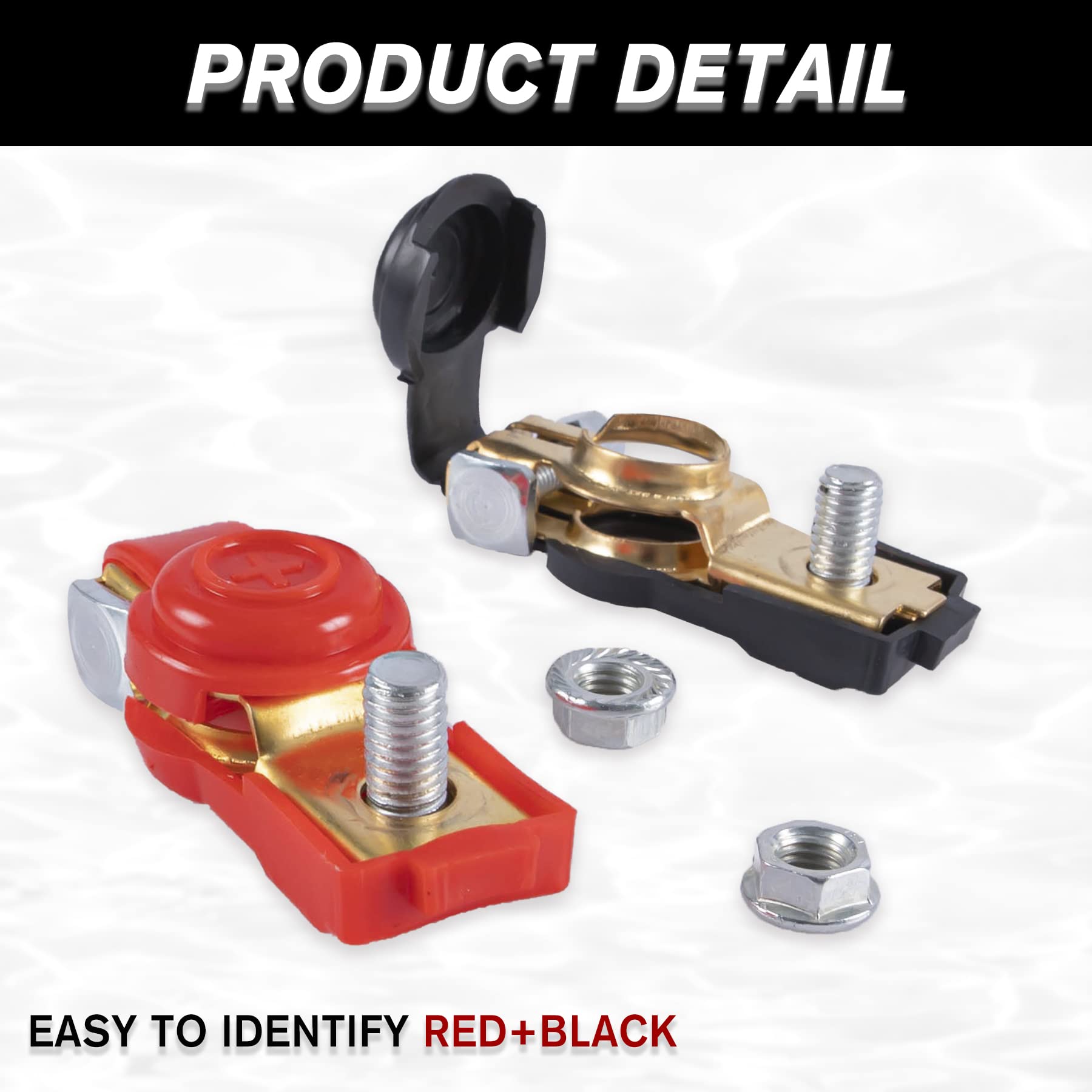 SINGARO Car Battery Terminal Connector Classification Kit, Pure Copper Negative and Positive Battery Cable Ends with Plastic Cov