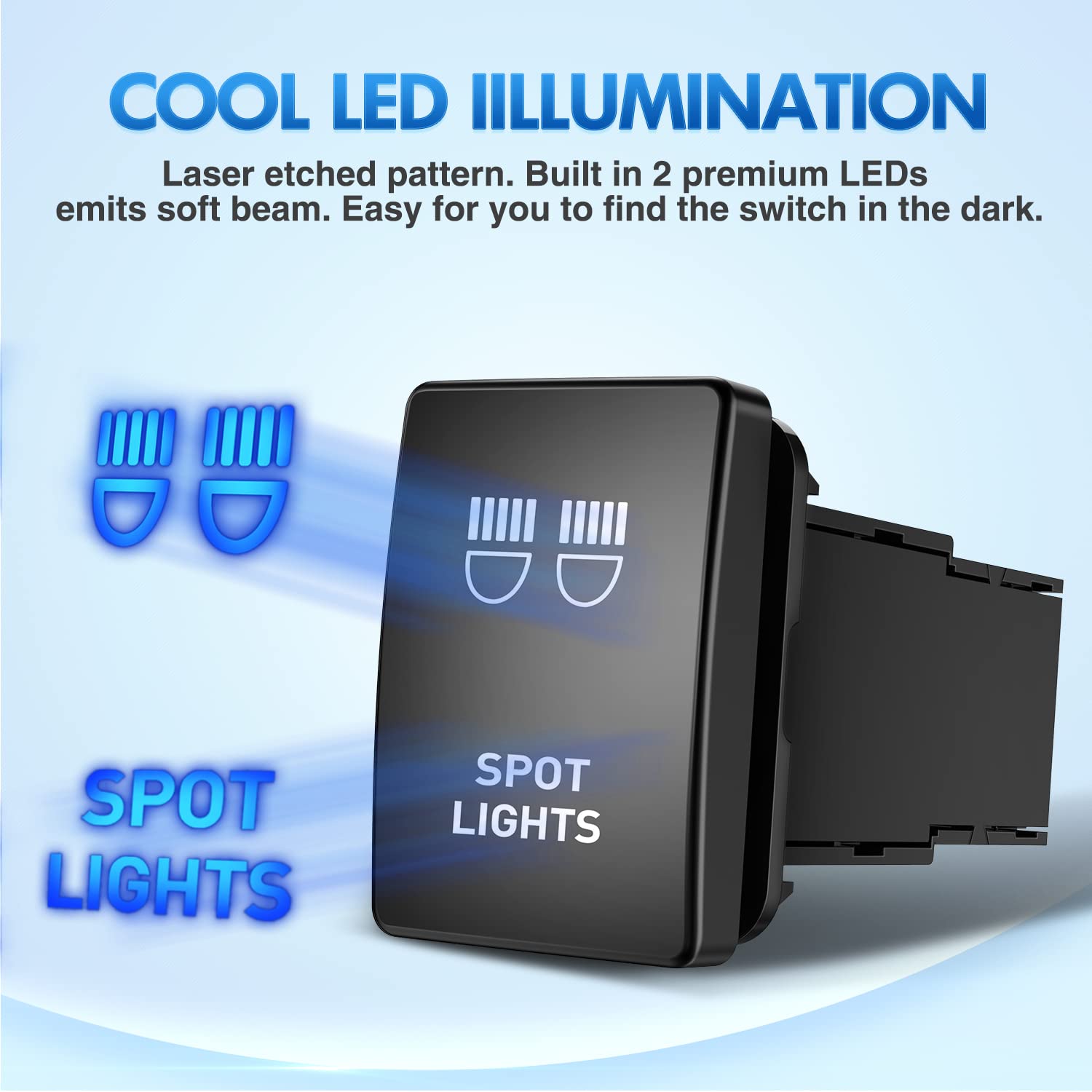 Nilight Spot Lights Push Button Switch 12V ON Off with Connector Wire Kit 1.28'' x 0.87'' Replacement for Toyota Sequoia Highlan