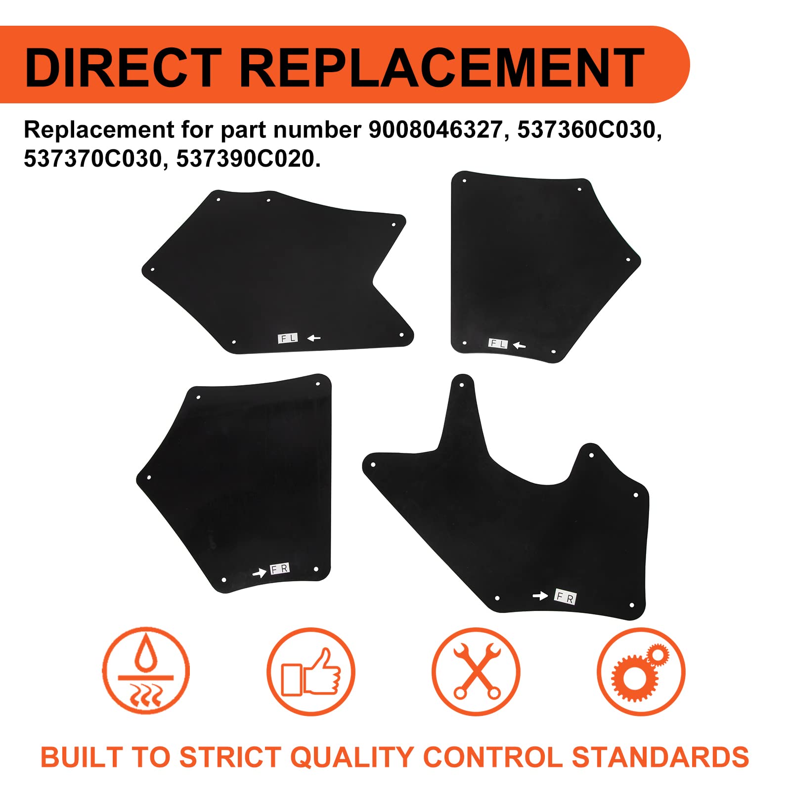 ECOTRIC Splash Guards Fender Liner Shields Compatible with 2007-2022 Toyota Tundra Sequoia Replacement for 537370C030 537360C030 537390C020 Front Fender Aprons Seals Mud Flaps Mudguards w/Clips 4Pcs