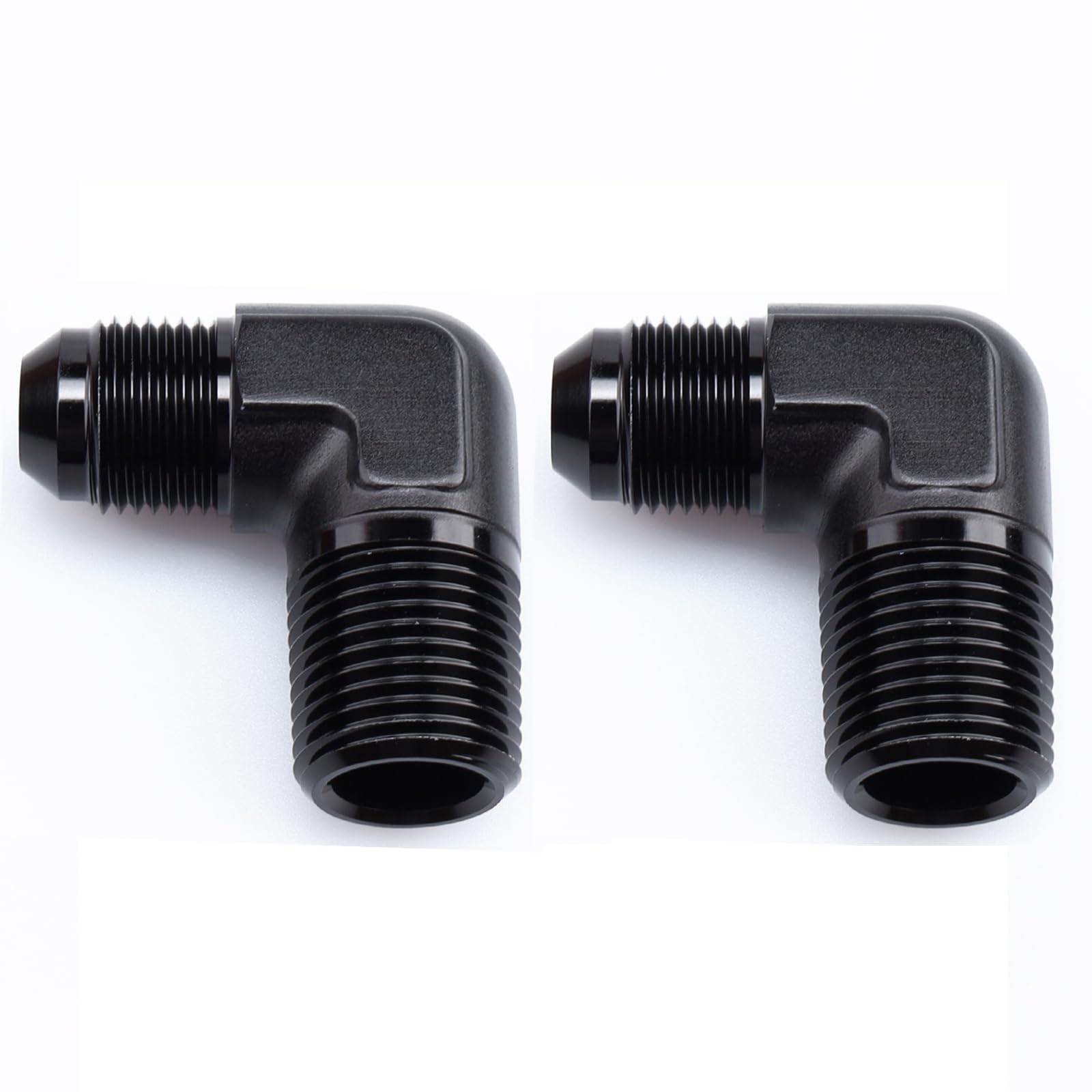 Ac Performance 90 Degree Elbow -10 An Male To 3/4'' Npt Male Fitting Adapter Connector Aluminum Black, Pack Of 2