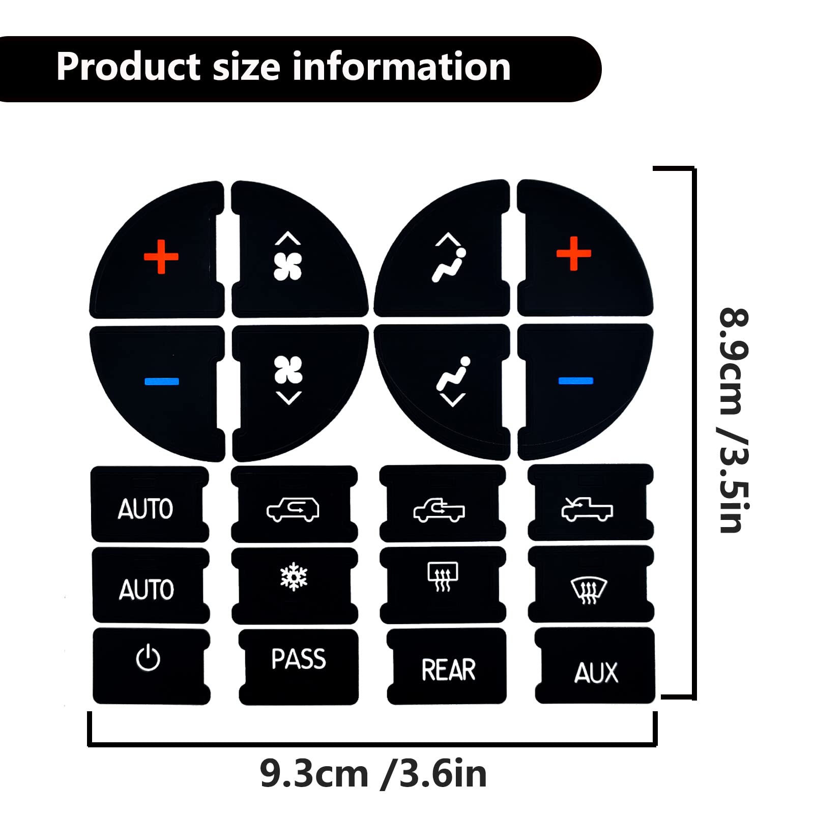 2 Packs AC Dash Button Repair Kit -Compatible with Chevy, Best for Fixing Ruined Faded A/C Control Buttons - Decal Replacement F