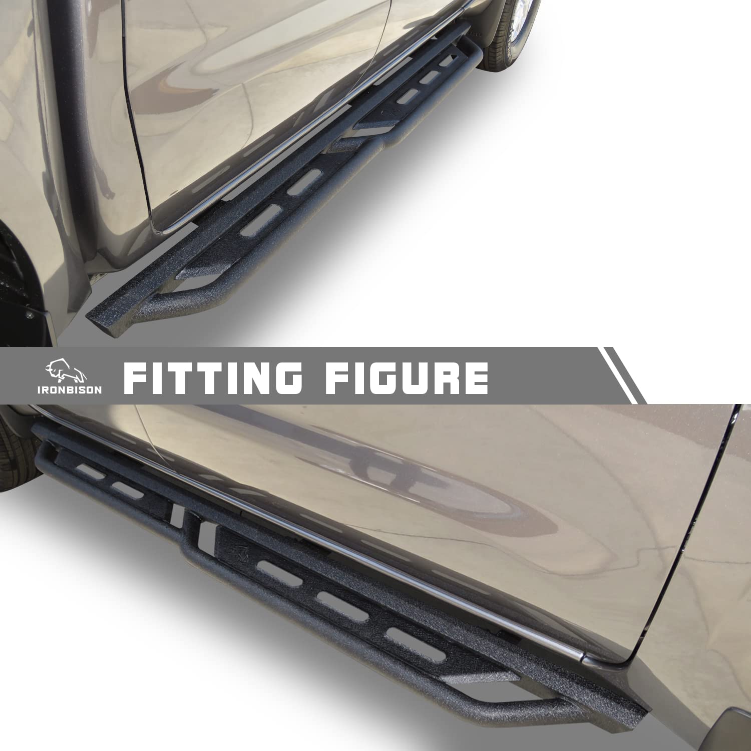 IRONBISON Running Boards for 2005-2024 Nissan Frontier Crew Cab, Heavy Duty Carbon Steel Nerf Bars, Black Finish